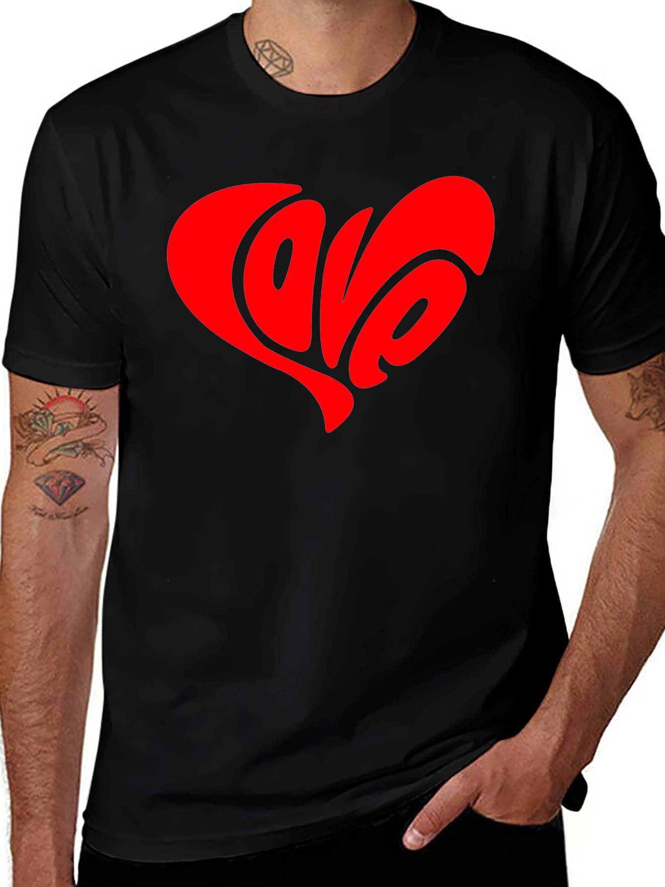 Variant 30 of Love Heart Graphic Tee - Black