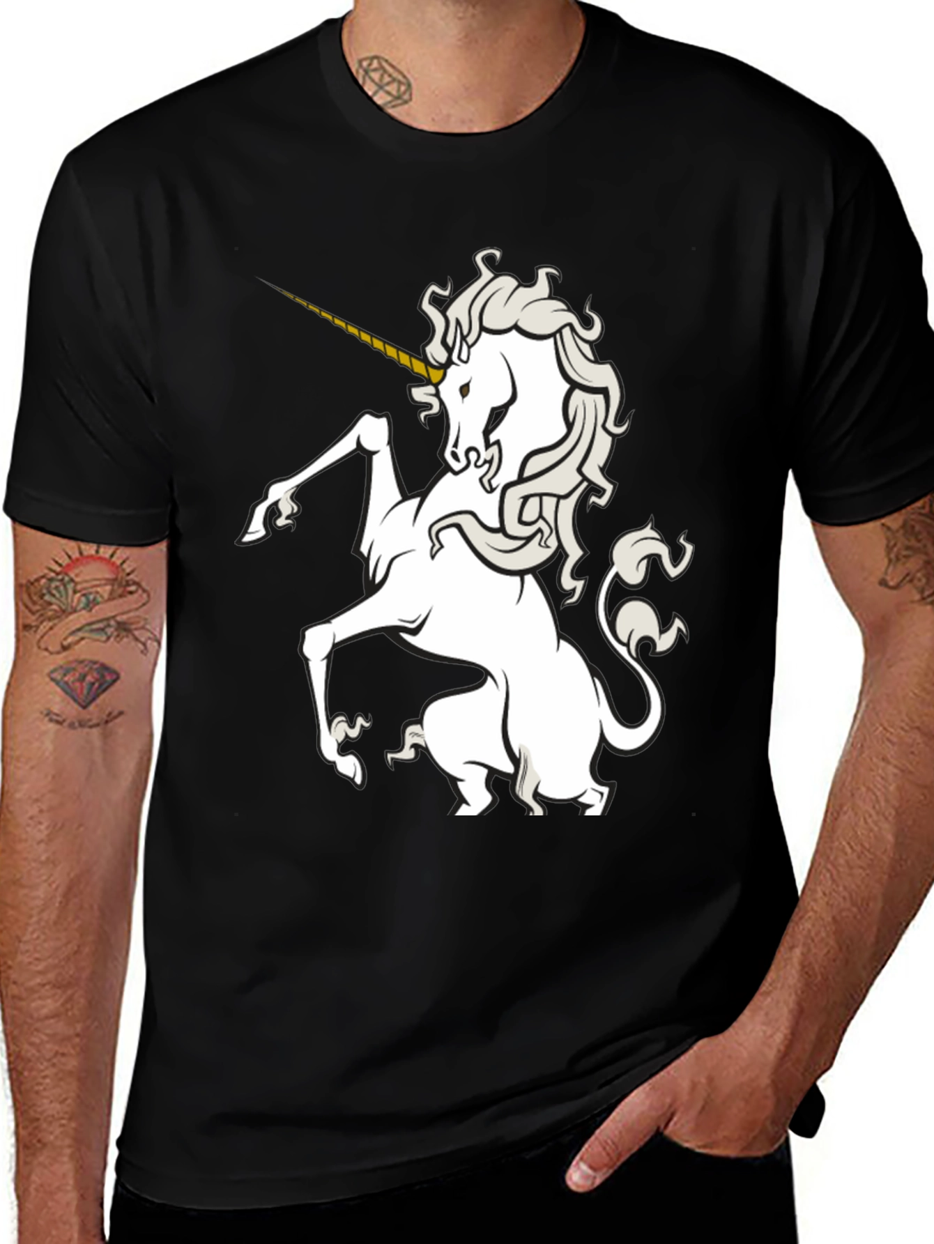 Variant 29 of Unicorn Graphic Tee - Black Cotton T-Shirt