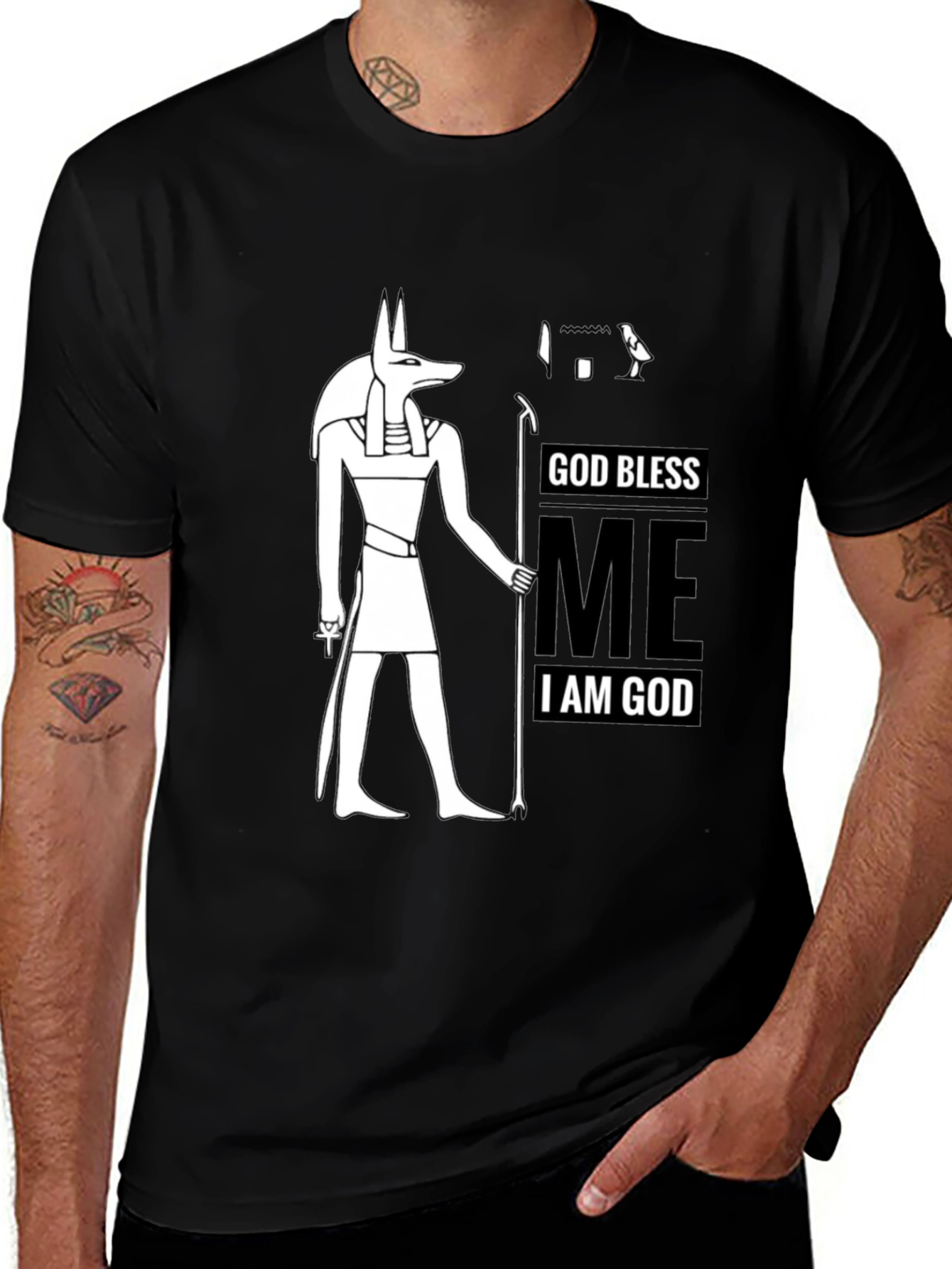 Variant 26 of Anubis 'God Bless Me' Graphic Black T-Shirt