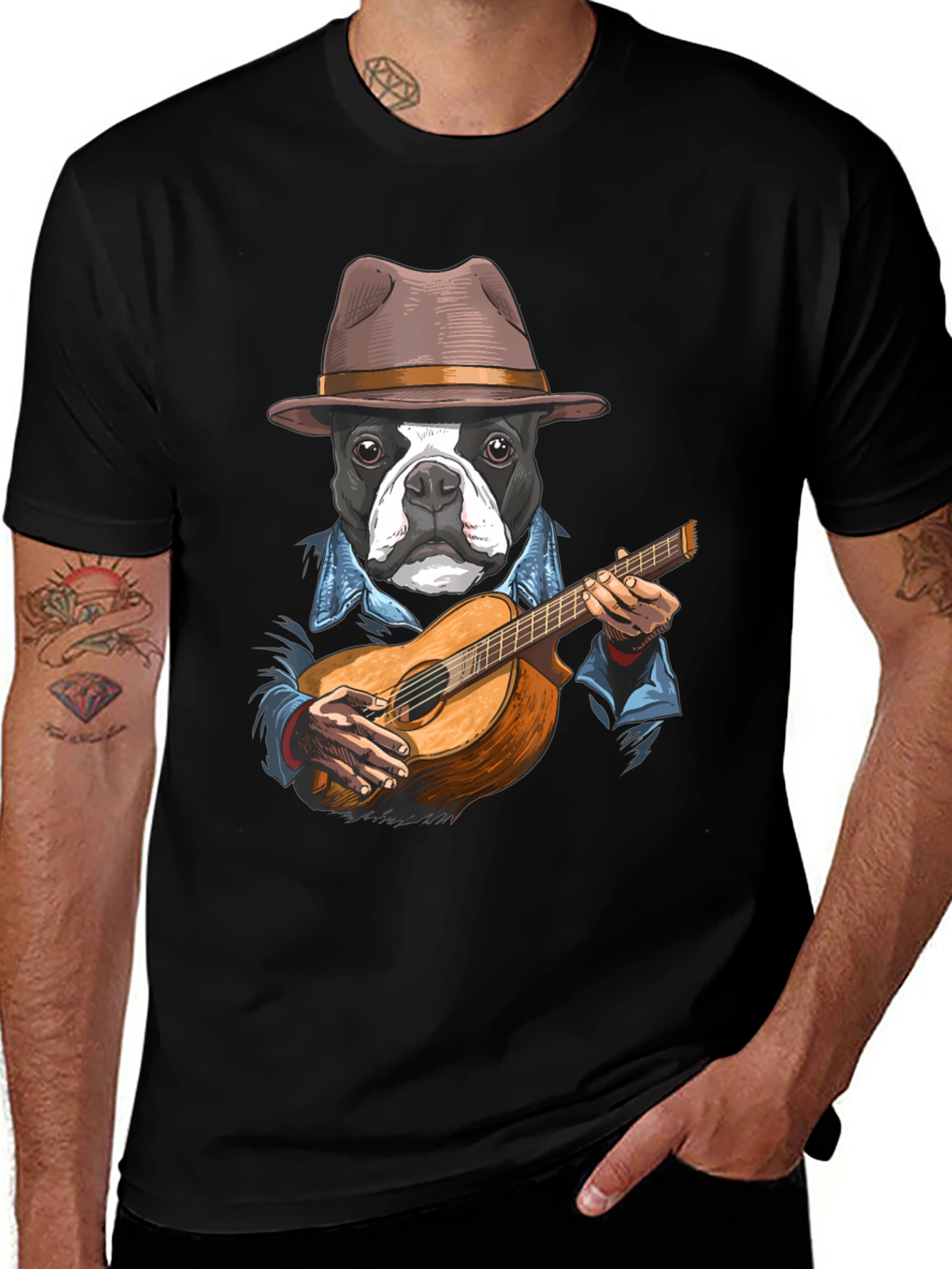 Variant 21 of Dog Playing Guitar T-Shirt - Cool Graphic Tee