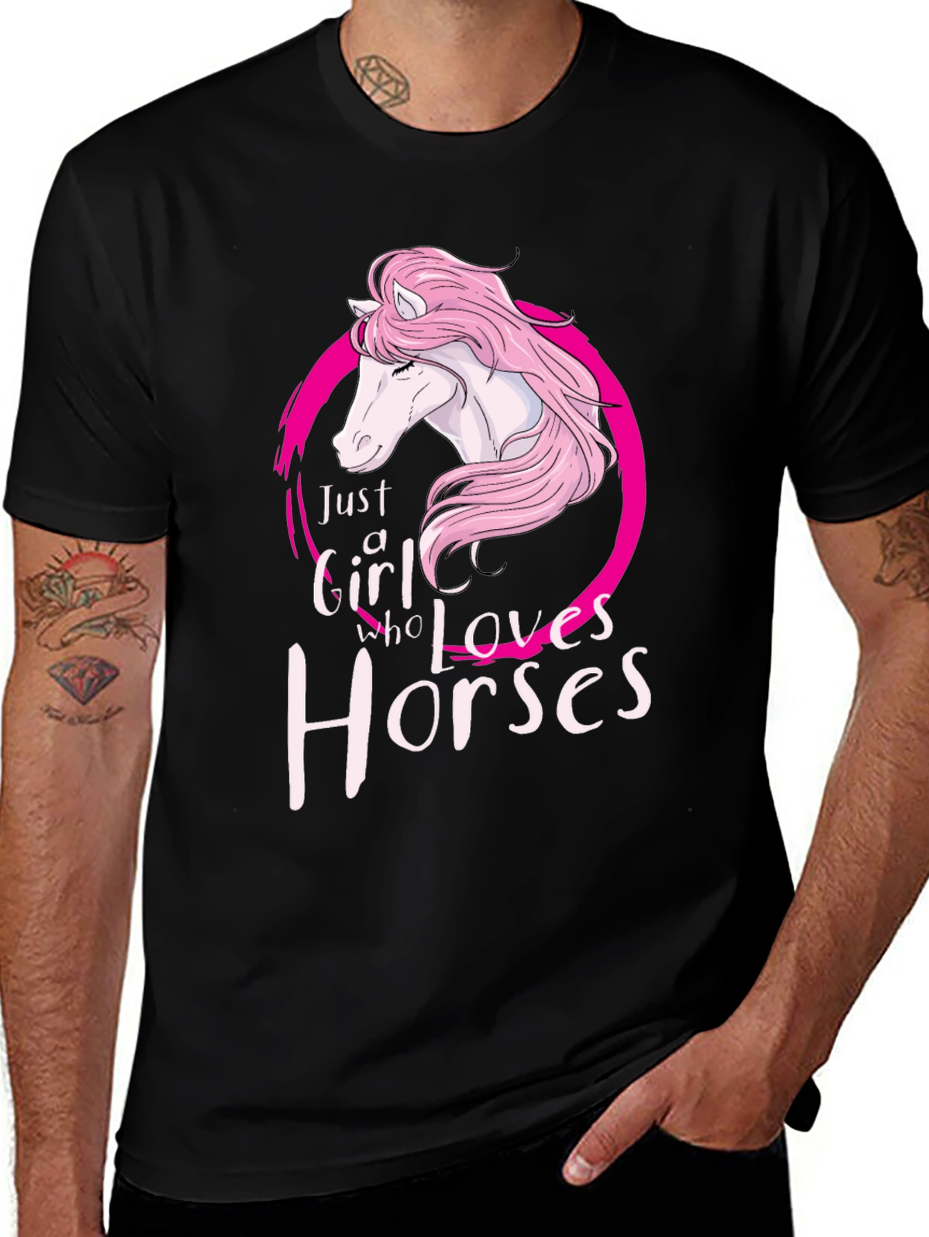 Variant 5 of Horse Lover T-Shirt - Just a Girl Who Loves Horses Graphic Tee
