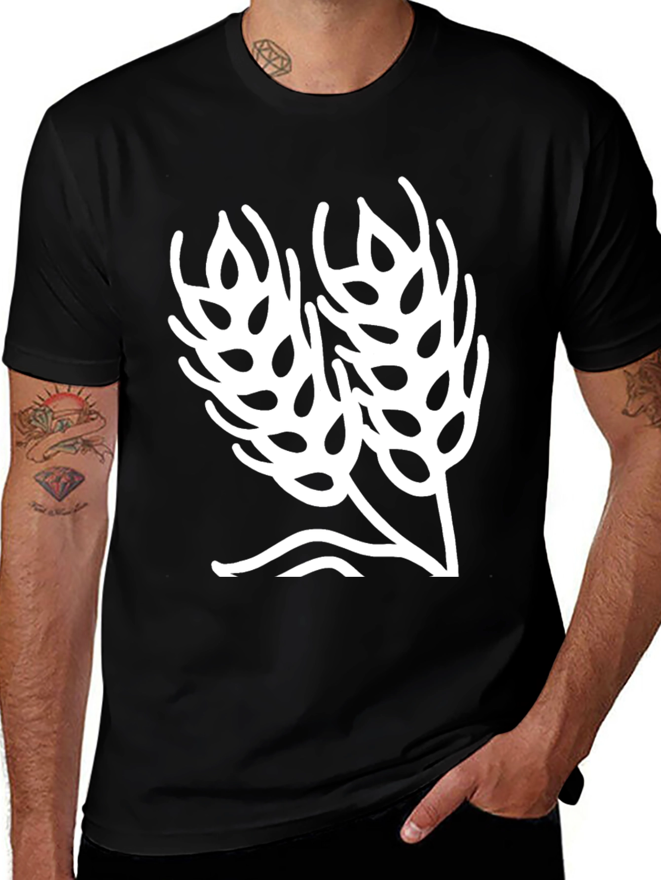 Black Wheat Graphic Black T-Shirt main image
