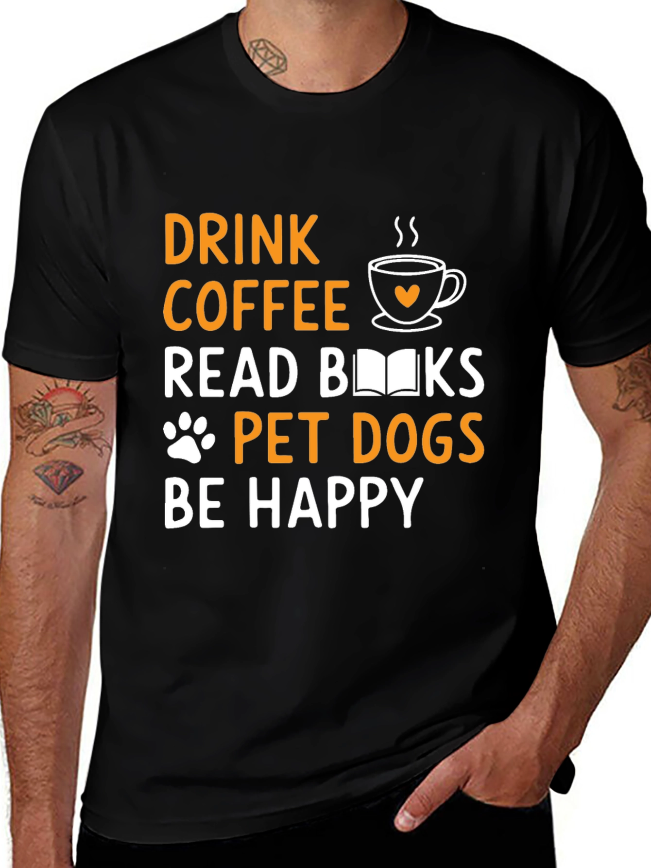 Variant 9 of Drink Coffee, Read Books, Pet Dogs T-Shirt