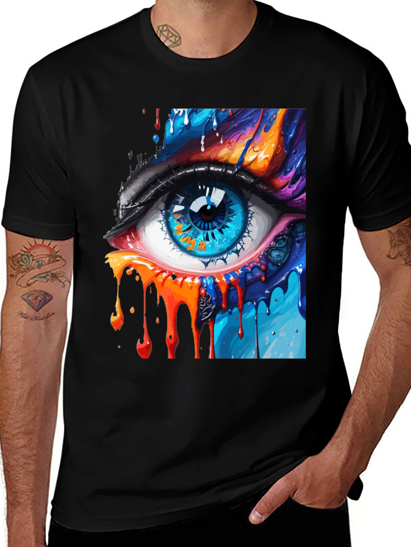 Variant 4 of Abstract Eye Graphic Print Black T-Shirt
