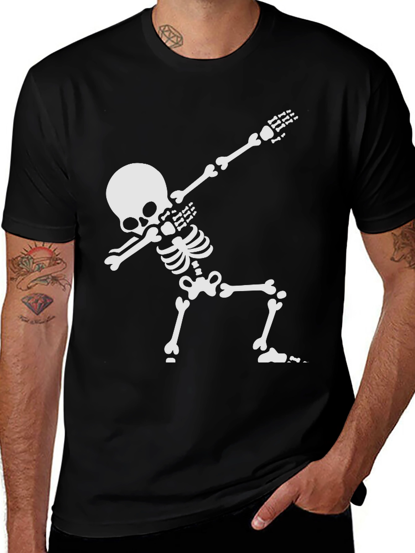 Variant 11 of Dabbing Skeleton Graphic Tee - Black