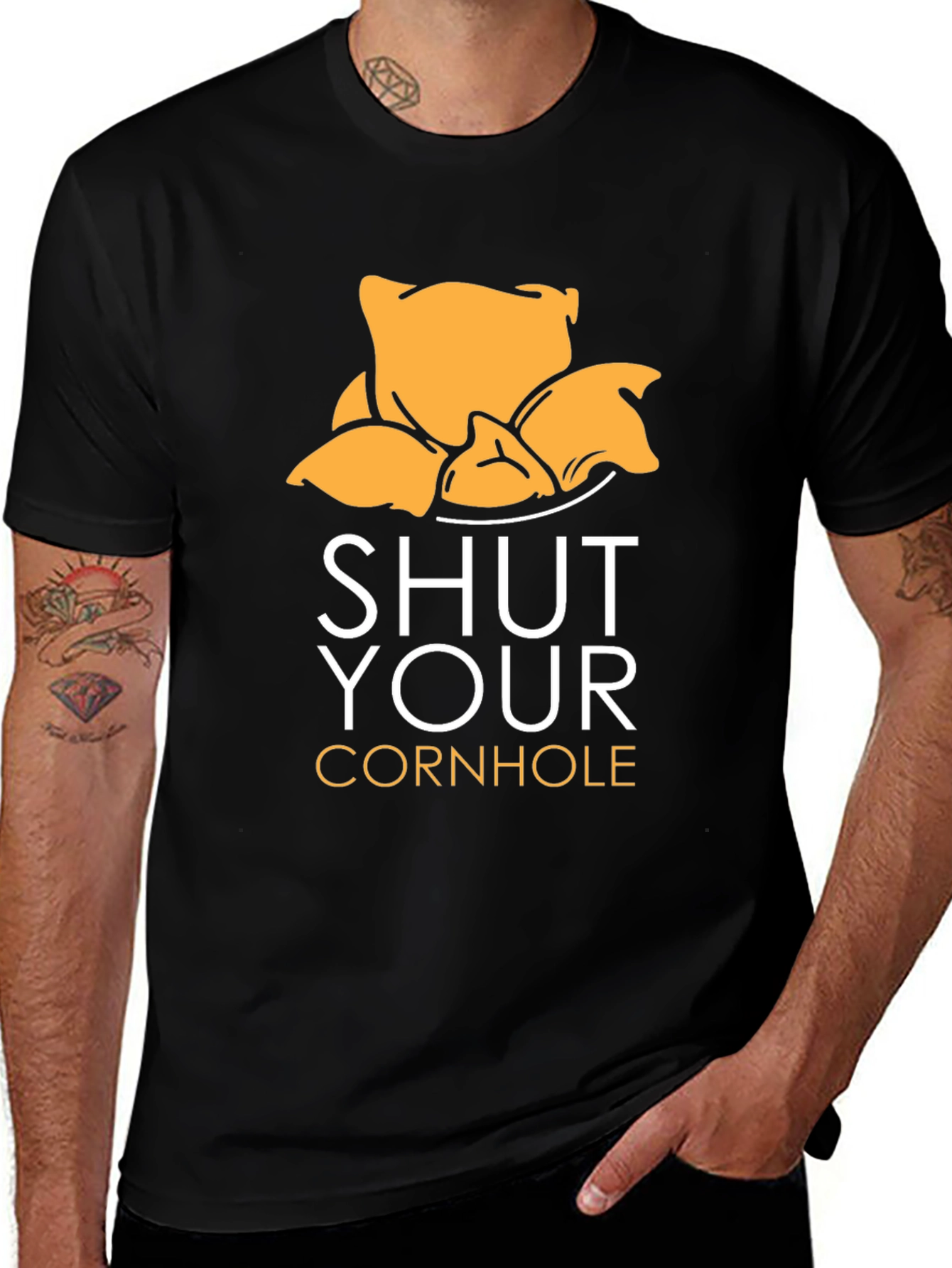 Variant 26 of Shut Your Cornhole Graphic T-Shirt