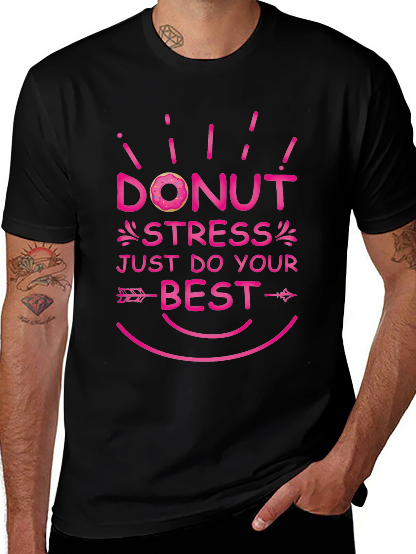 Variant 3 of Donut Stress Tee - Just Do Your Best Black T-Shirt