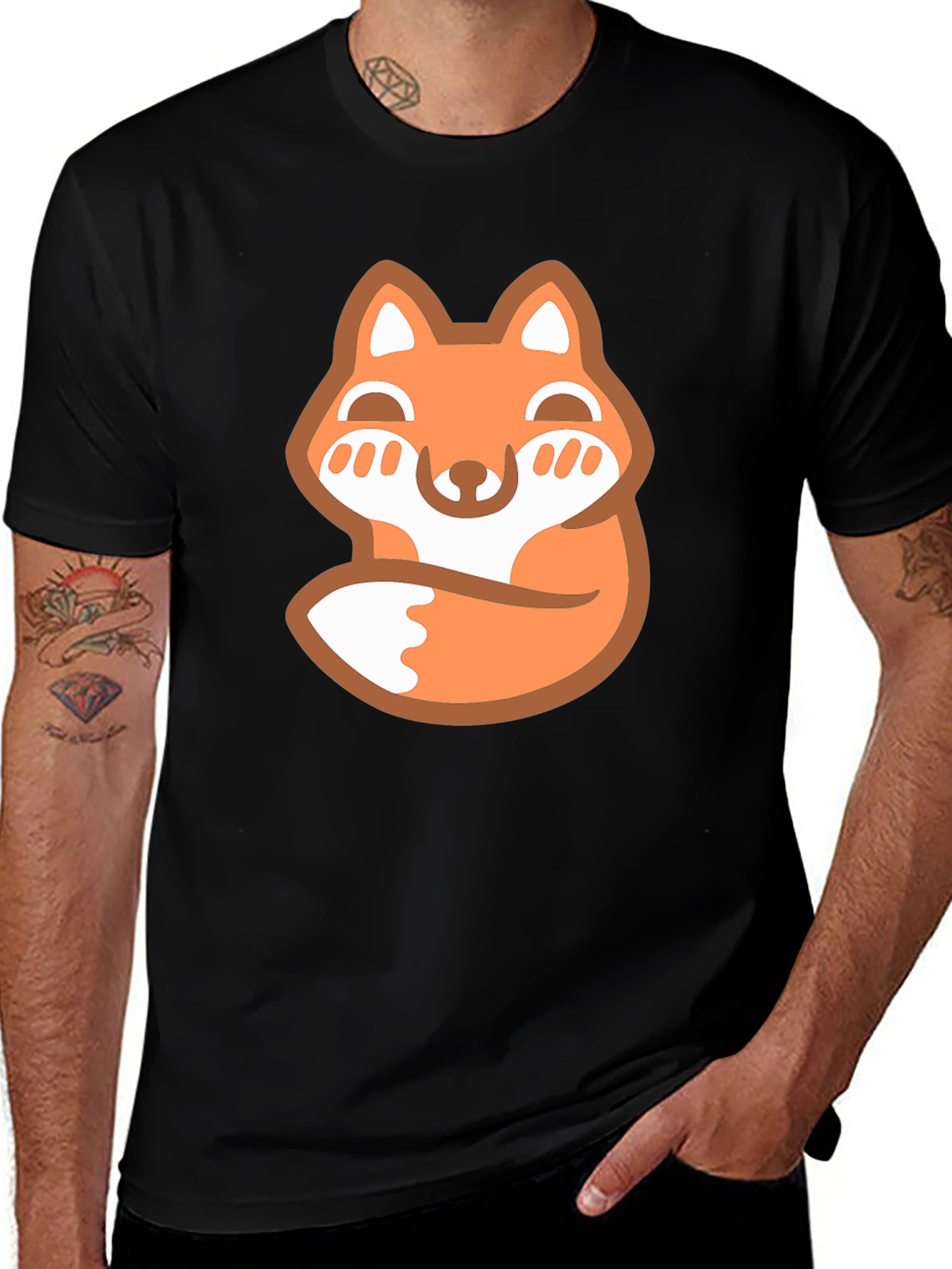 Variant 19 of Cute Fox Graphic Tee - Men's Black T-Shirt