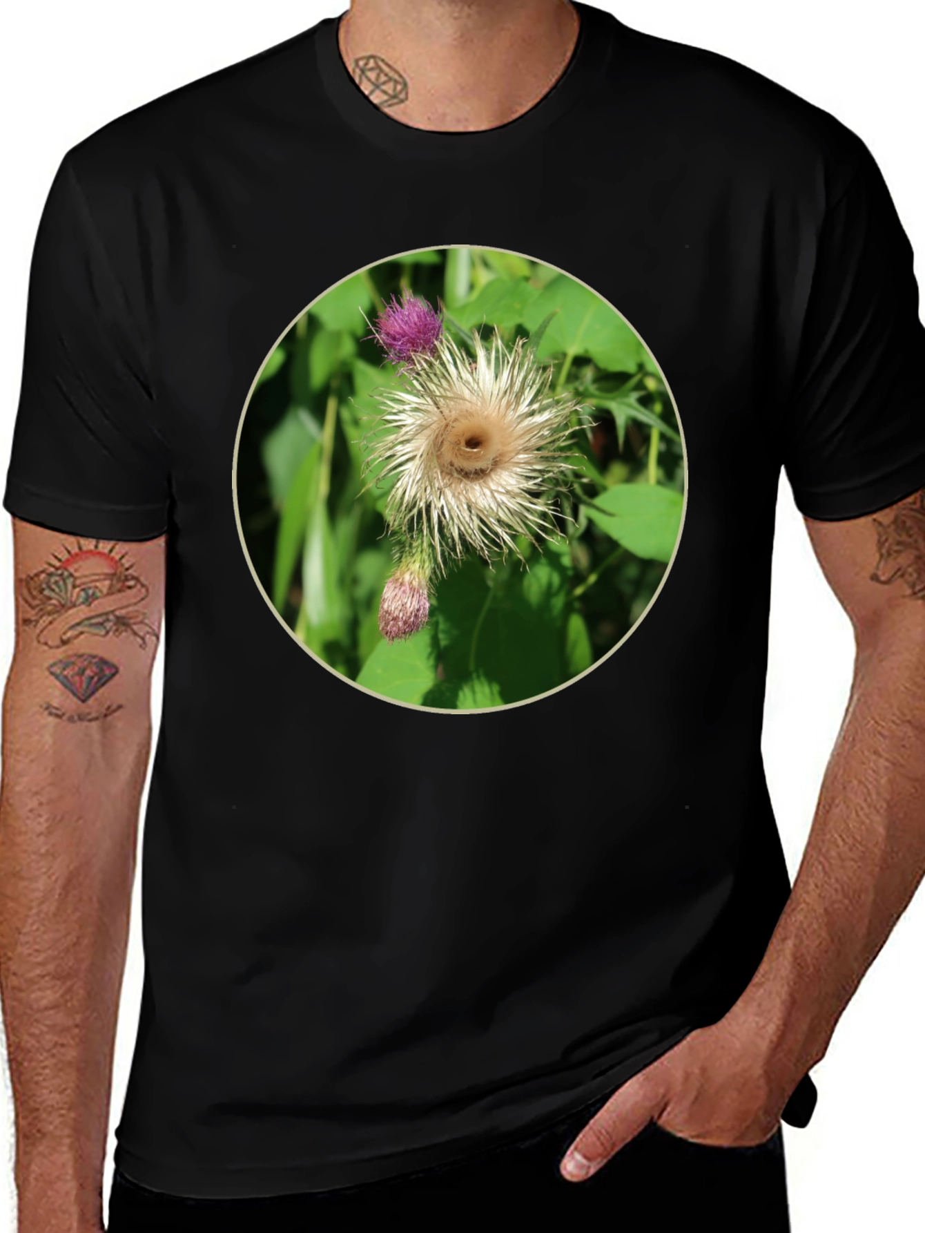 Variant 13 of Unique Thistle Graphic Tee - Nature Inspired Design