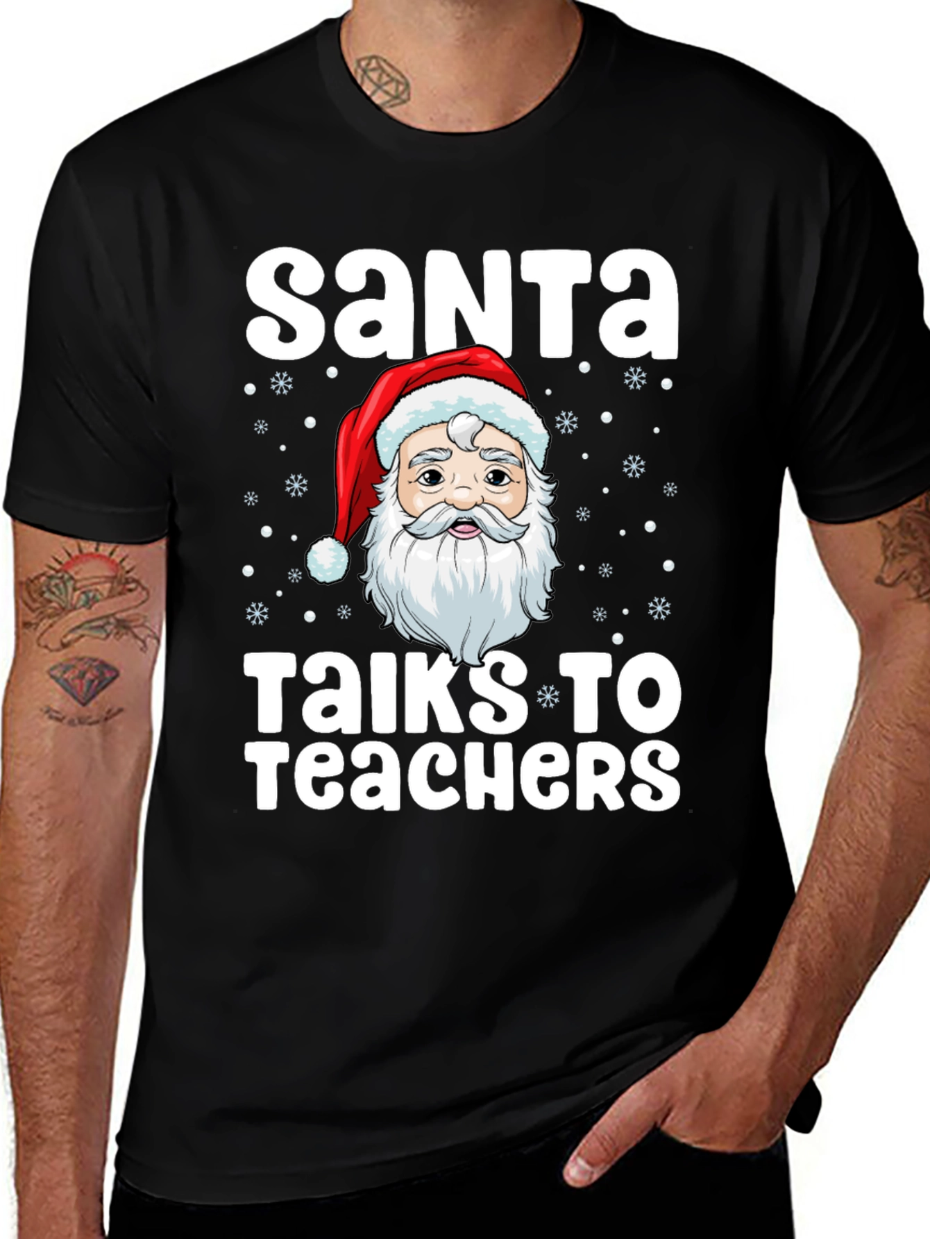 Santa Talks to Teachers Graphic T-Shirt