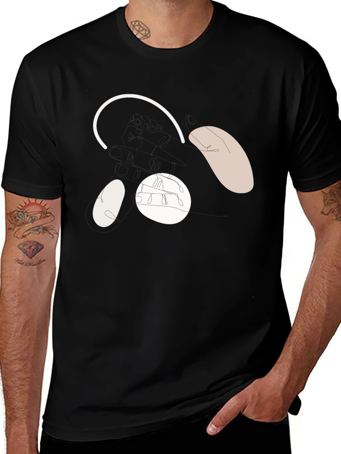 Variant 2 of Abstract Bear Face Black T-Shirt