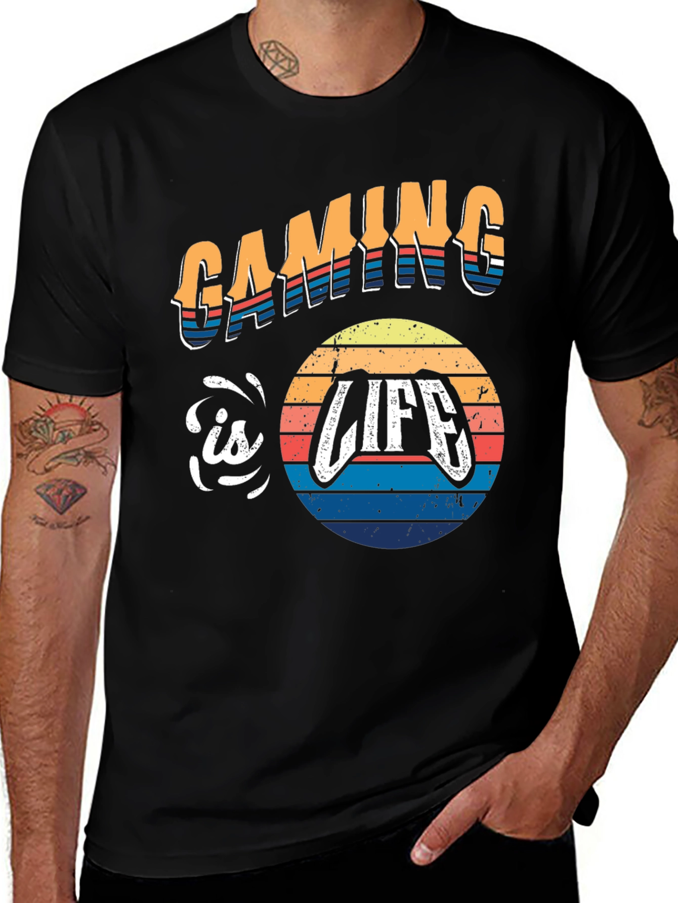 Variant 30 of Gaming is Life Black Graphic Tee