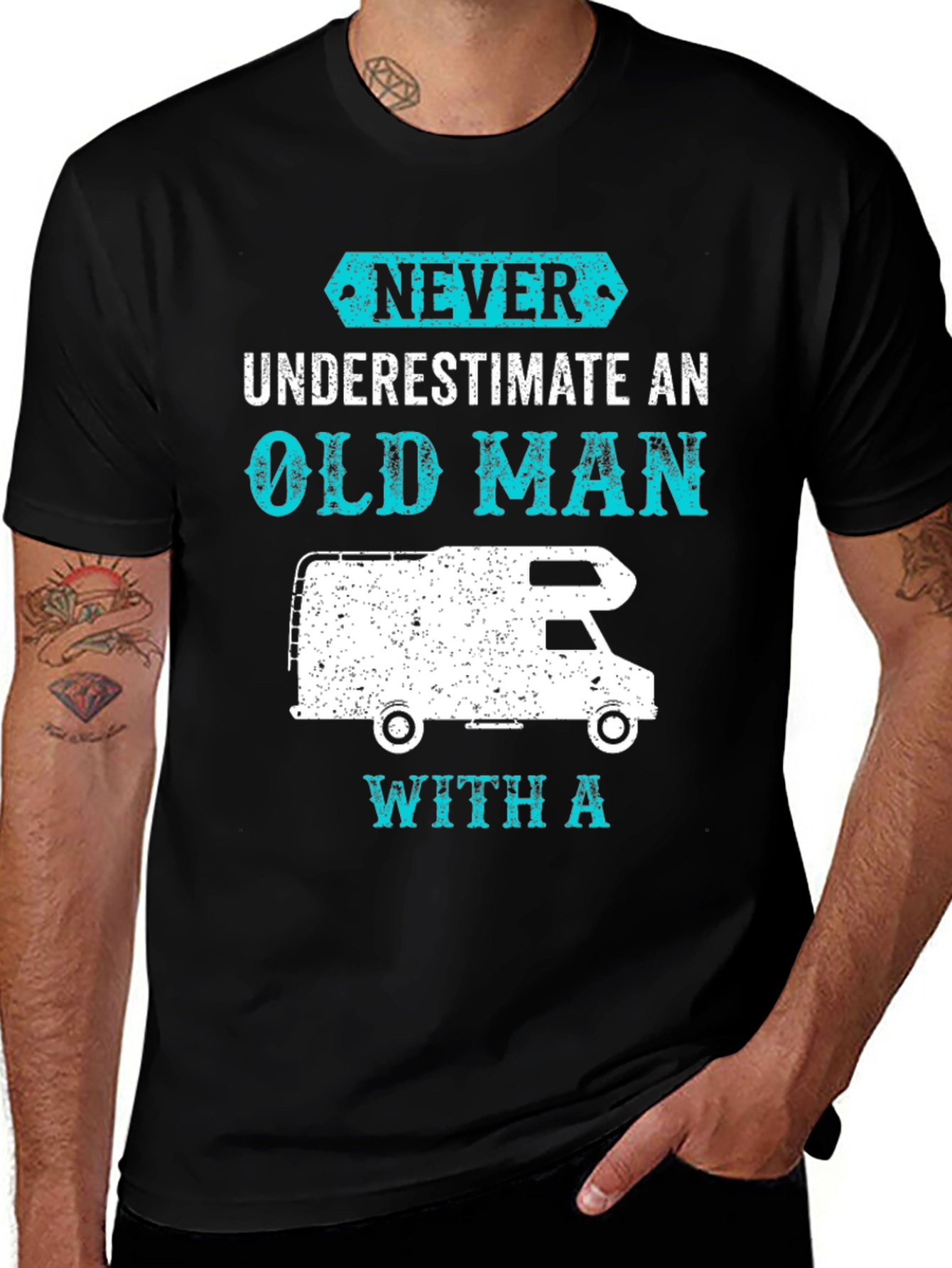Never Underestimate Old Man RV Camping T-Shirt