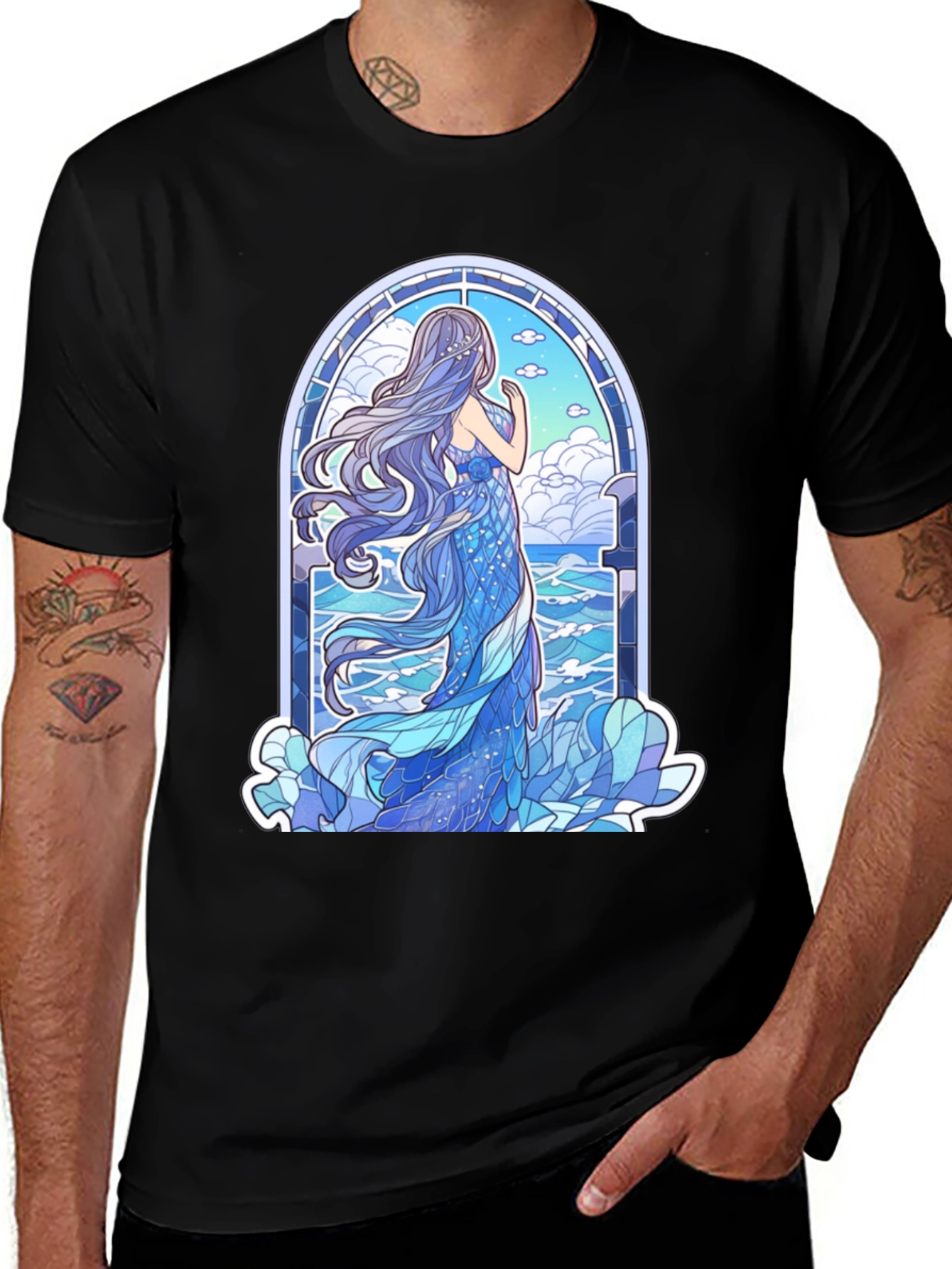 Variant 4 of Mermaid Stained Glass T-Shirt