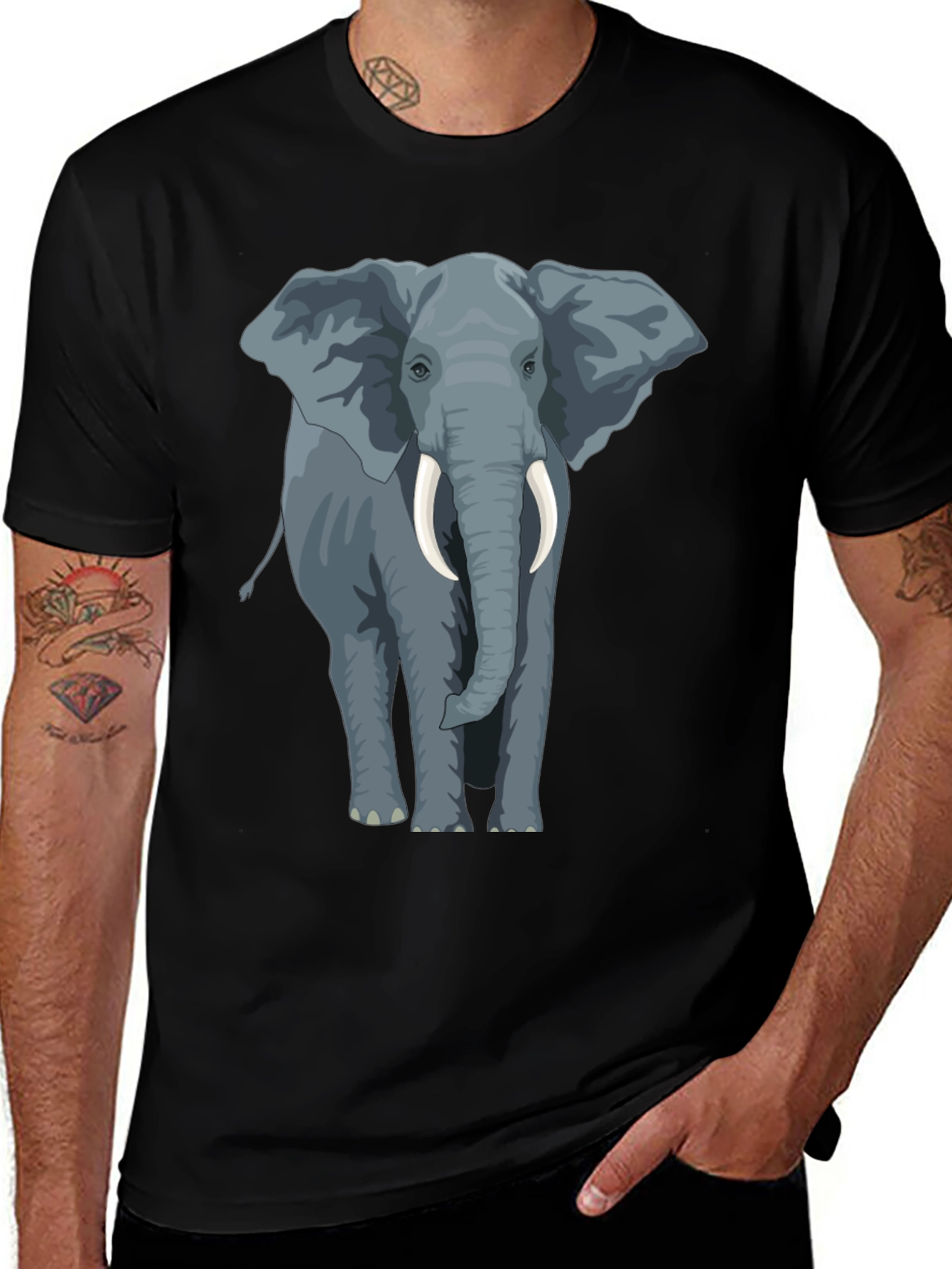 Variant 13 of Elephant Graphic Tee - Men's Black T-Shirt