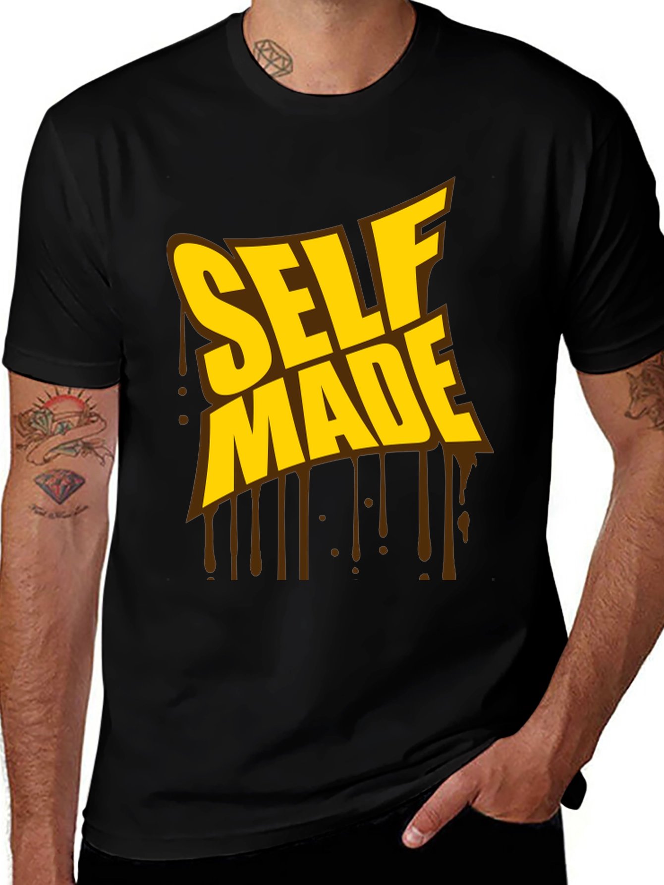 Self Made Graphic Tee - Black Cotton Shirt