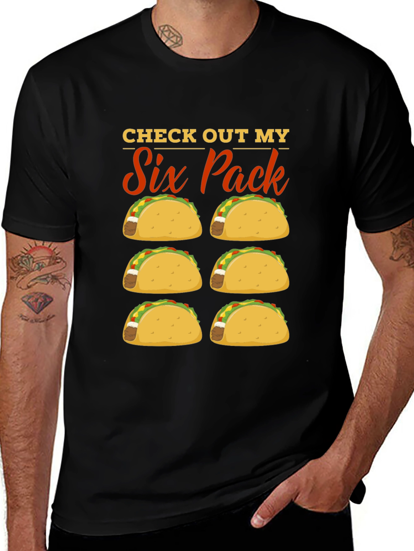 Variant 6 of Funny Six Pack Tacos Graphic Tee
