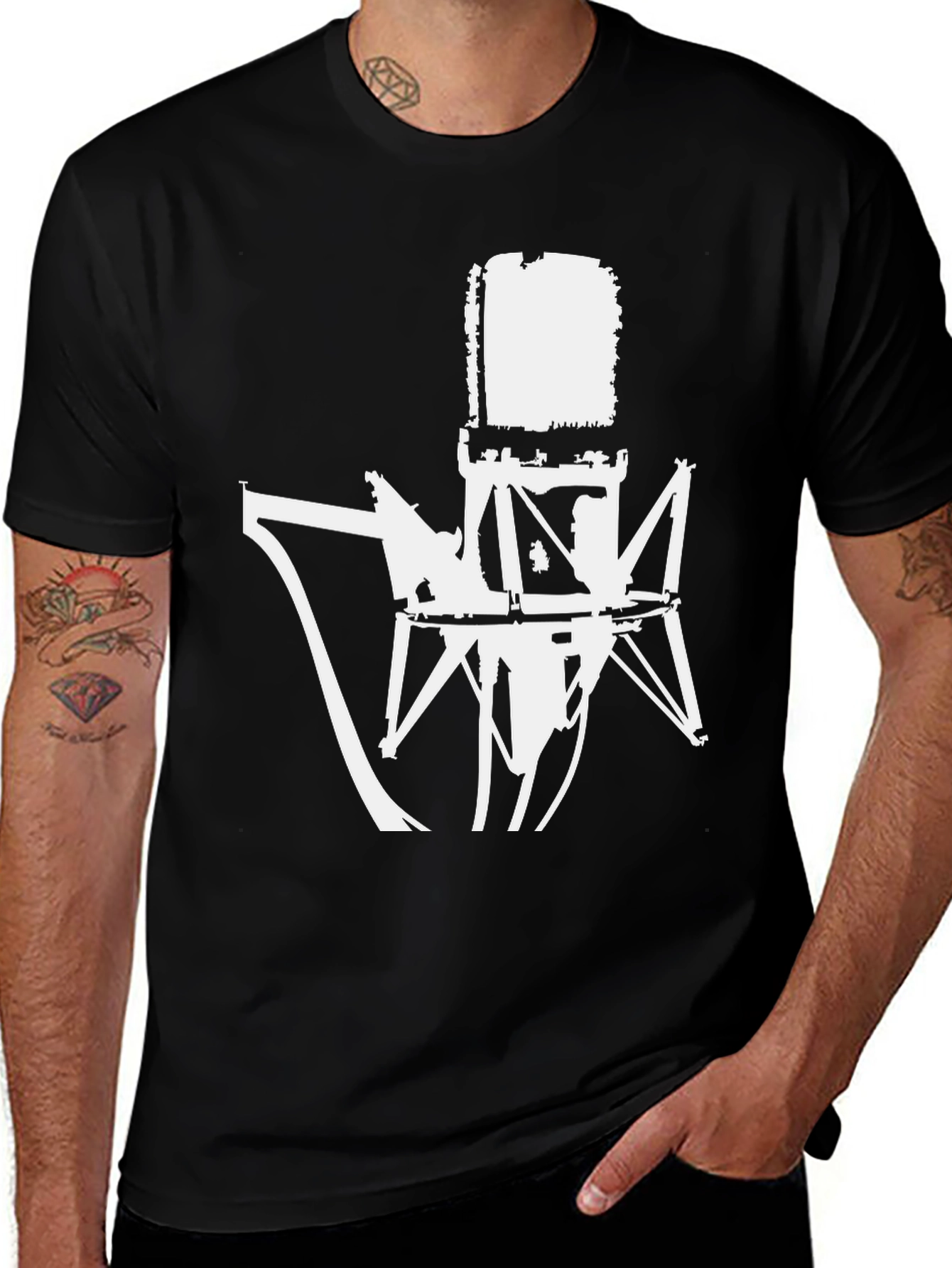 Variant 8 of Retro Microphone Graphic Tee - Black