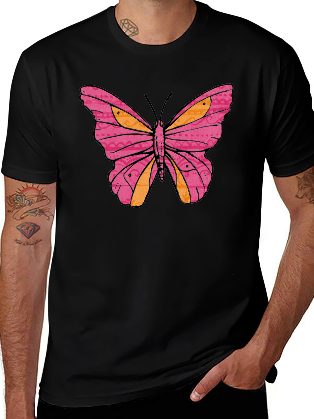 Variant 22 of Butterfly Graphic Tee - Soft Black Cotton Casual Wear