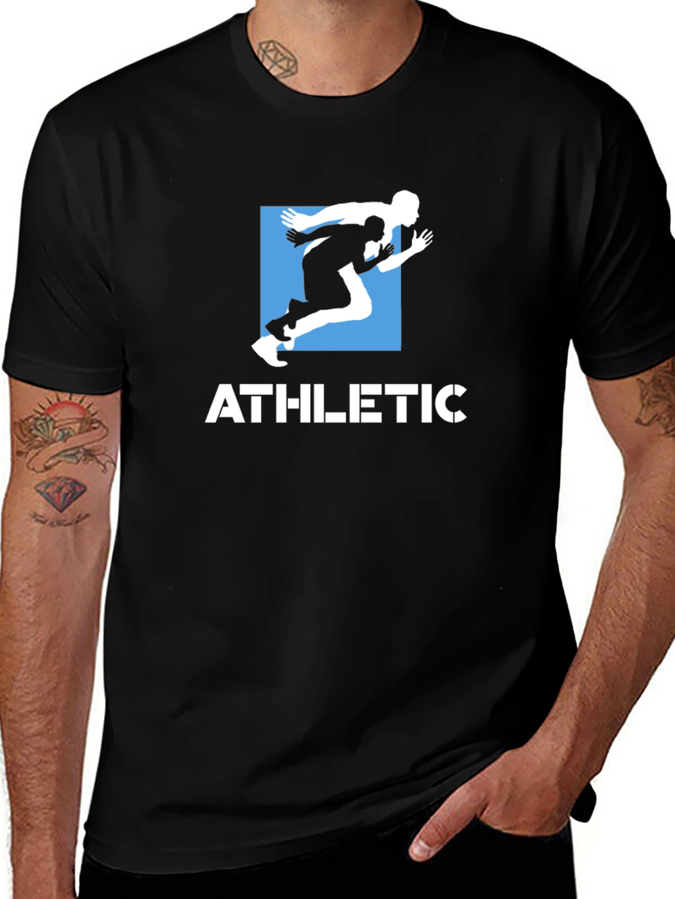 Variant 5 of Athletic Graphic Tee - Black Running Shirt