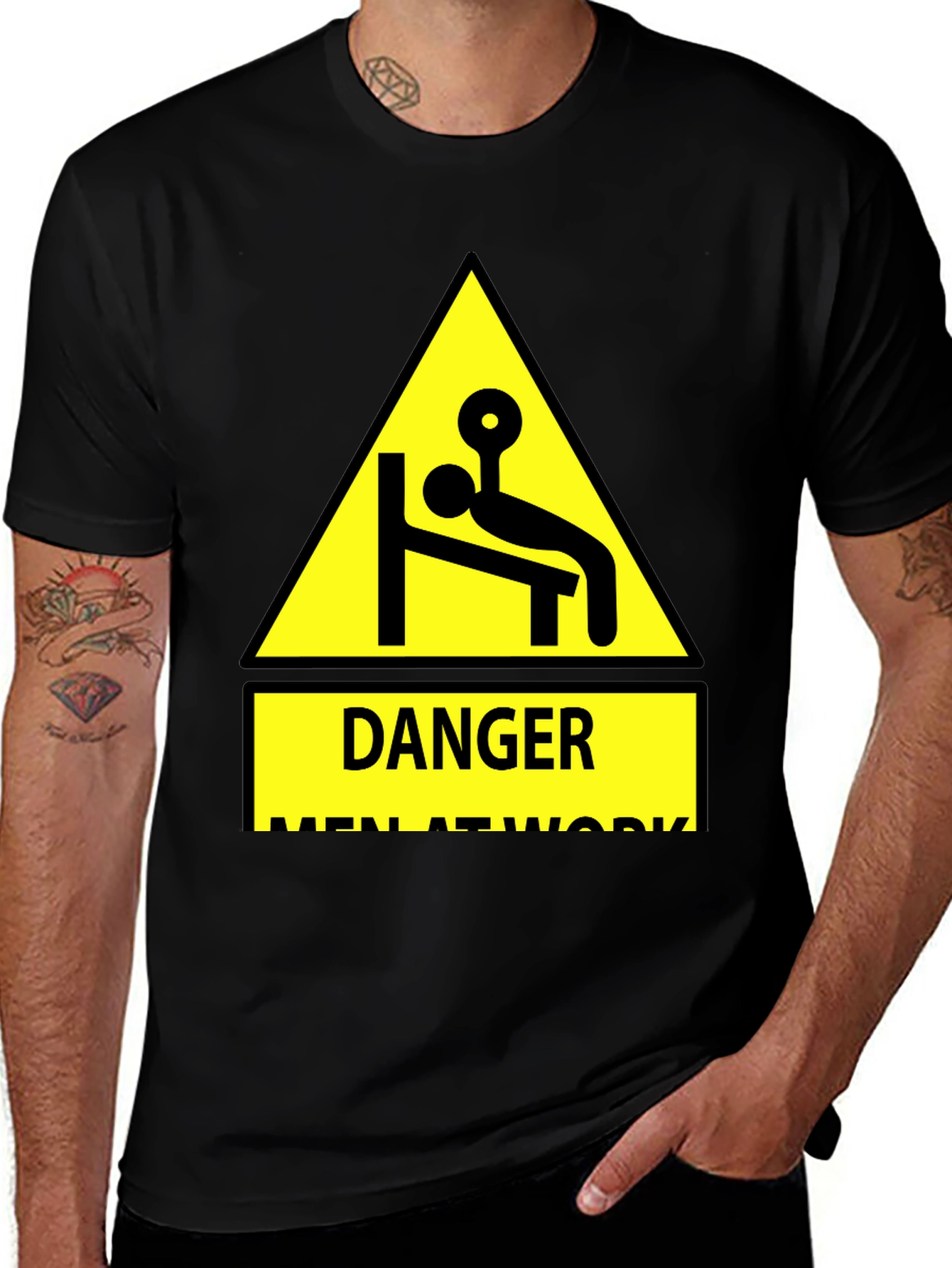 Variant 9 of Danger Men At Work Black T-Shirt