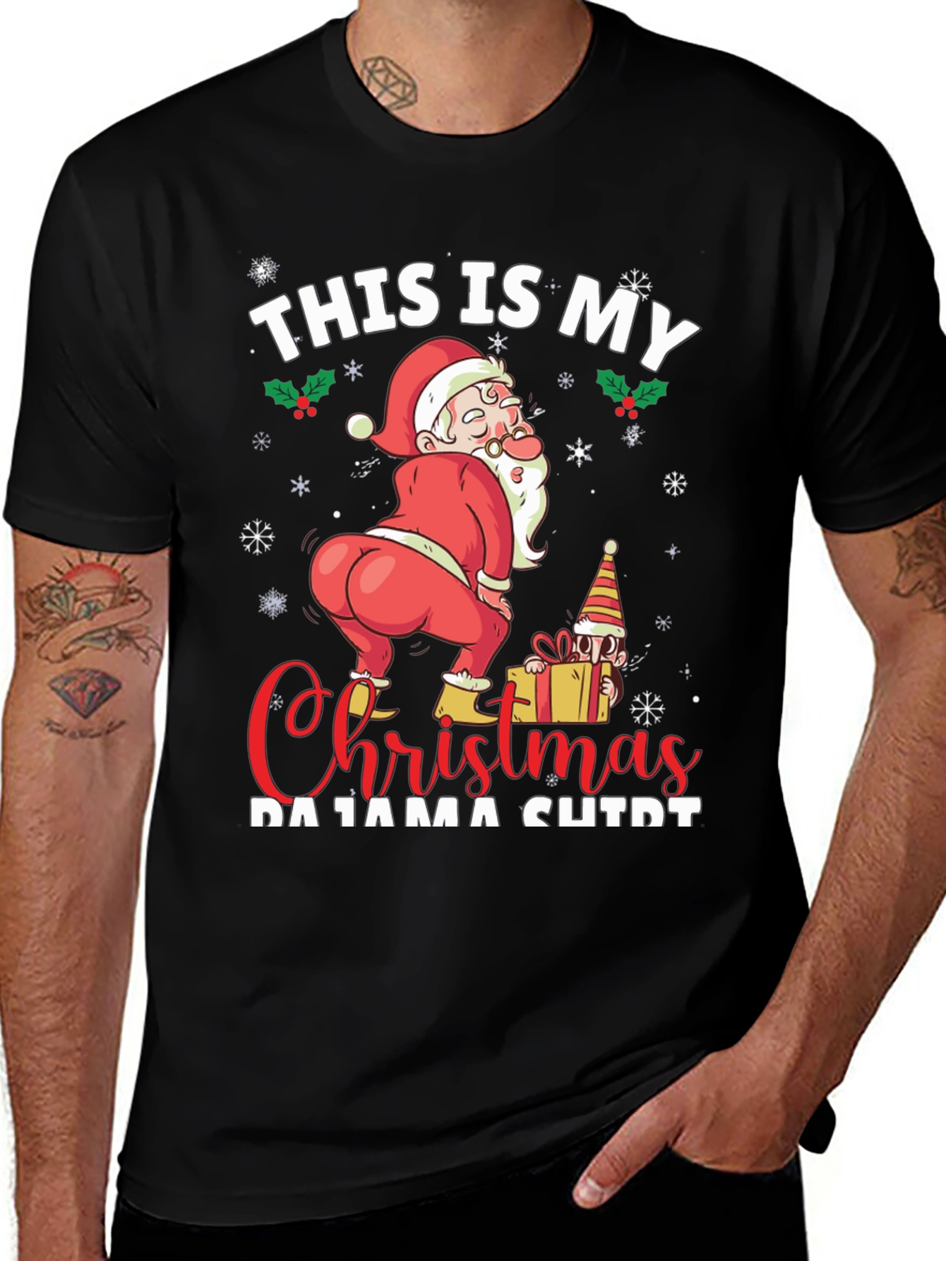 Funny Santa Twerk Christmas Pajama Shirt