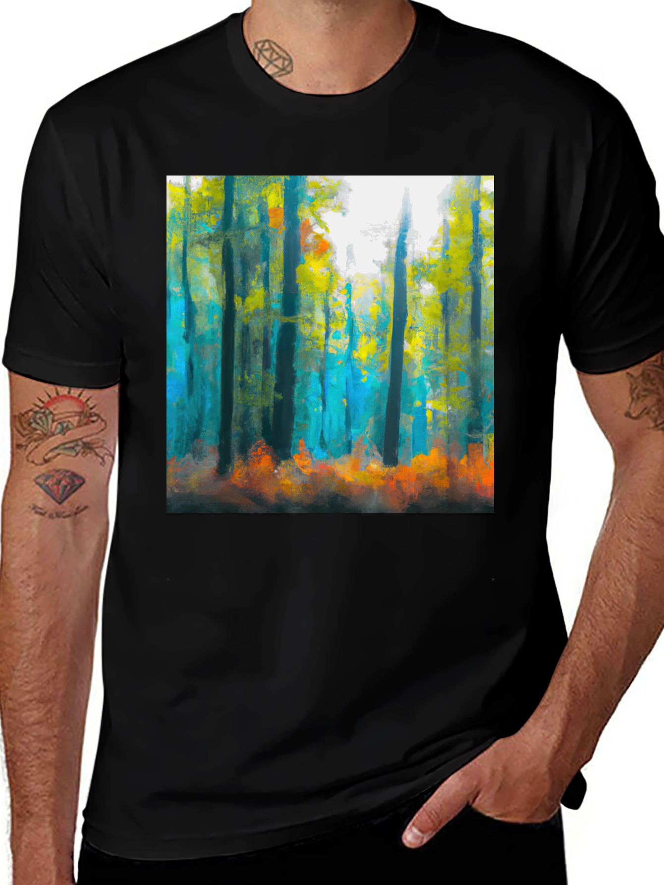 Variant 5 of Abstract Forest T-Shirt: Nature Inspired Art