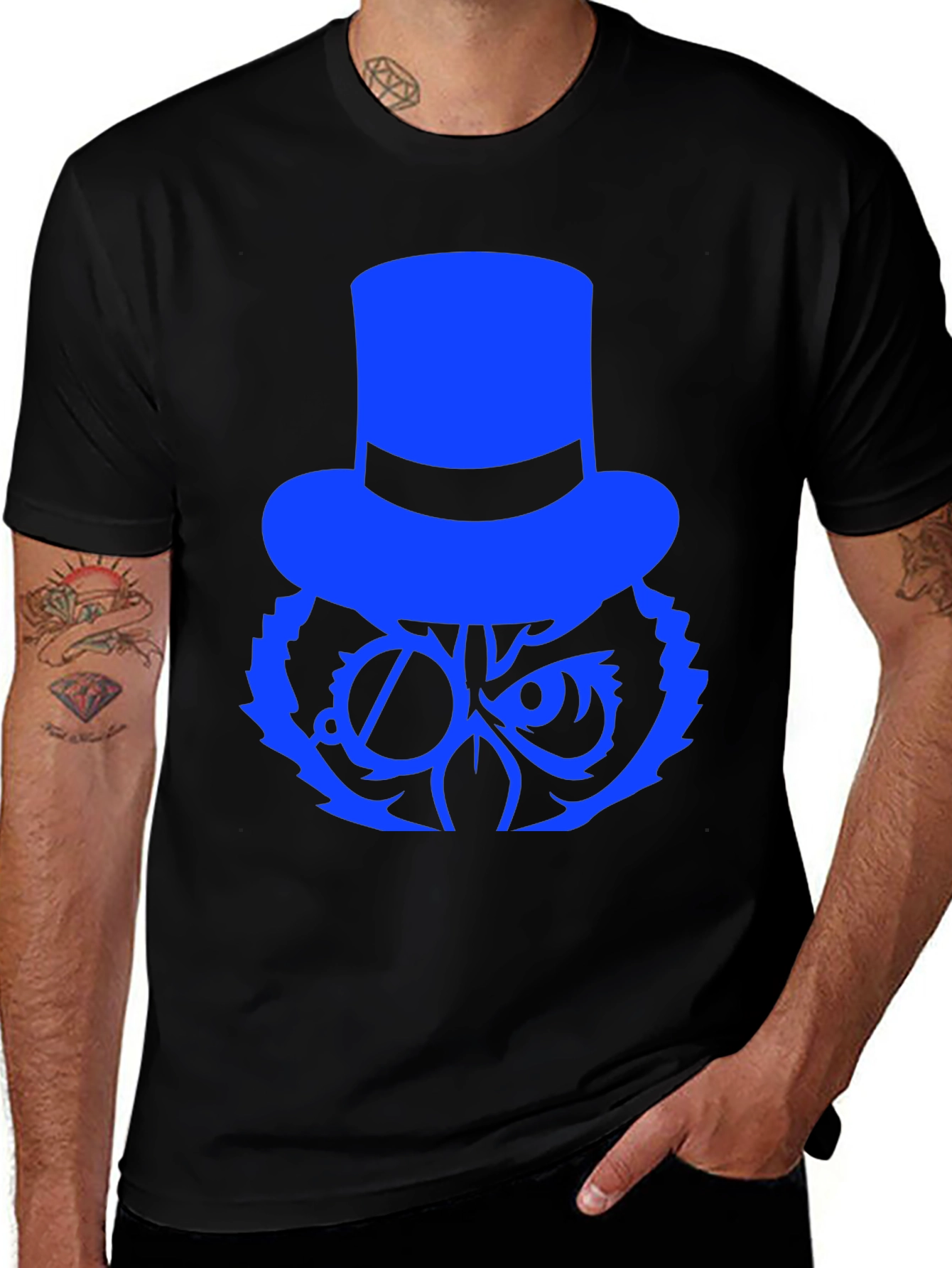 Top Hat Owl Graphic Tee - Black