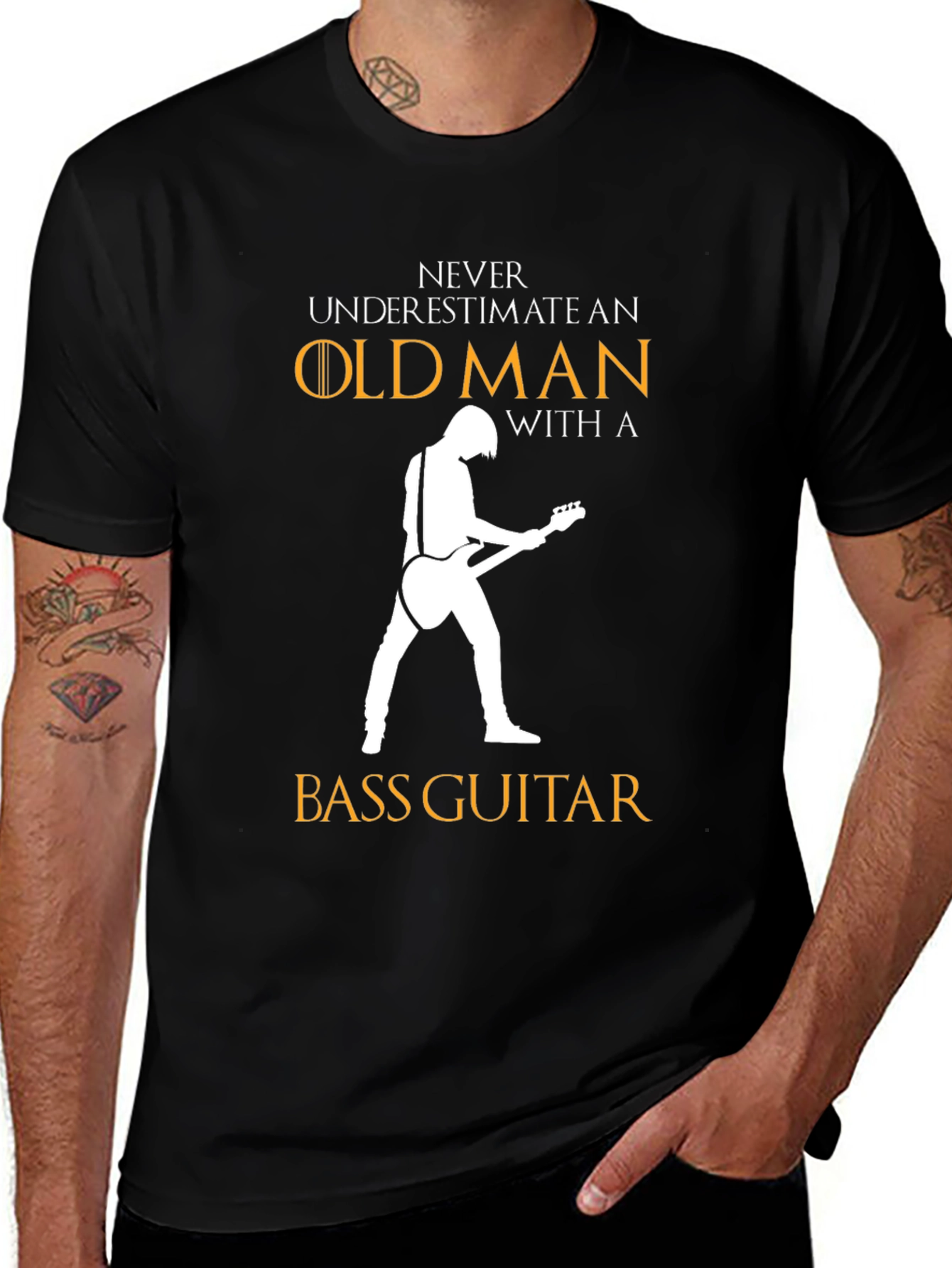 Variant 14 of Old Man Bass Guitar T-Shirt - Music Lover Gift