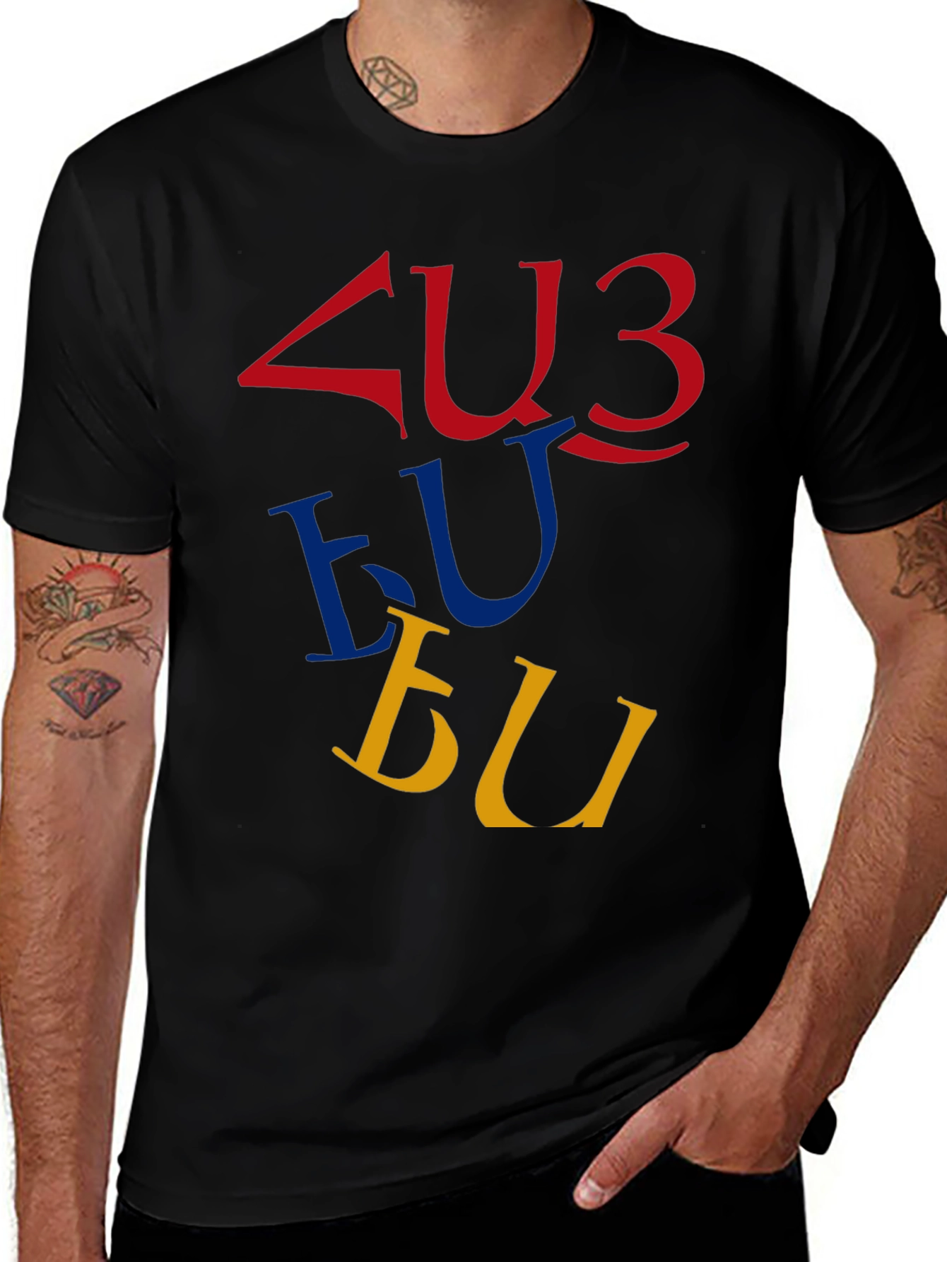 Variant 25 of Armenian Alphabet Graphic T-Shirt - Casual Crew Neck Top