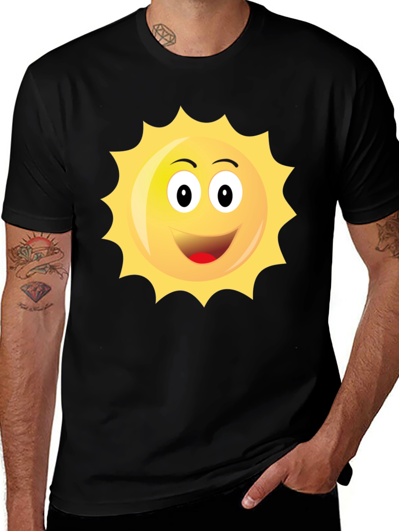 Variant 12 of Happy Sun Graphic Black T-Shirt