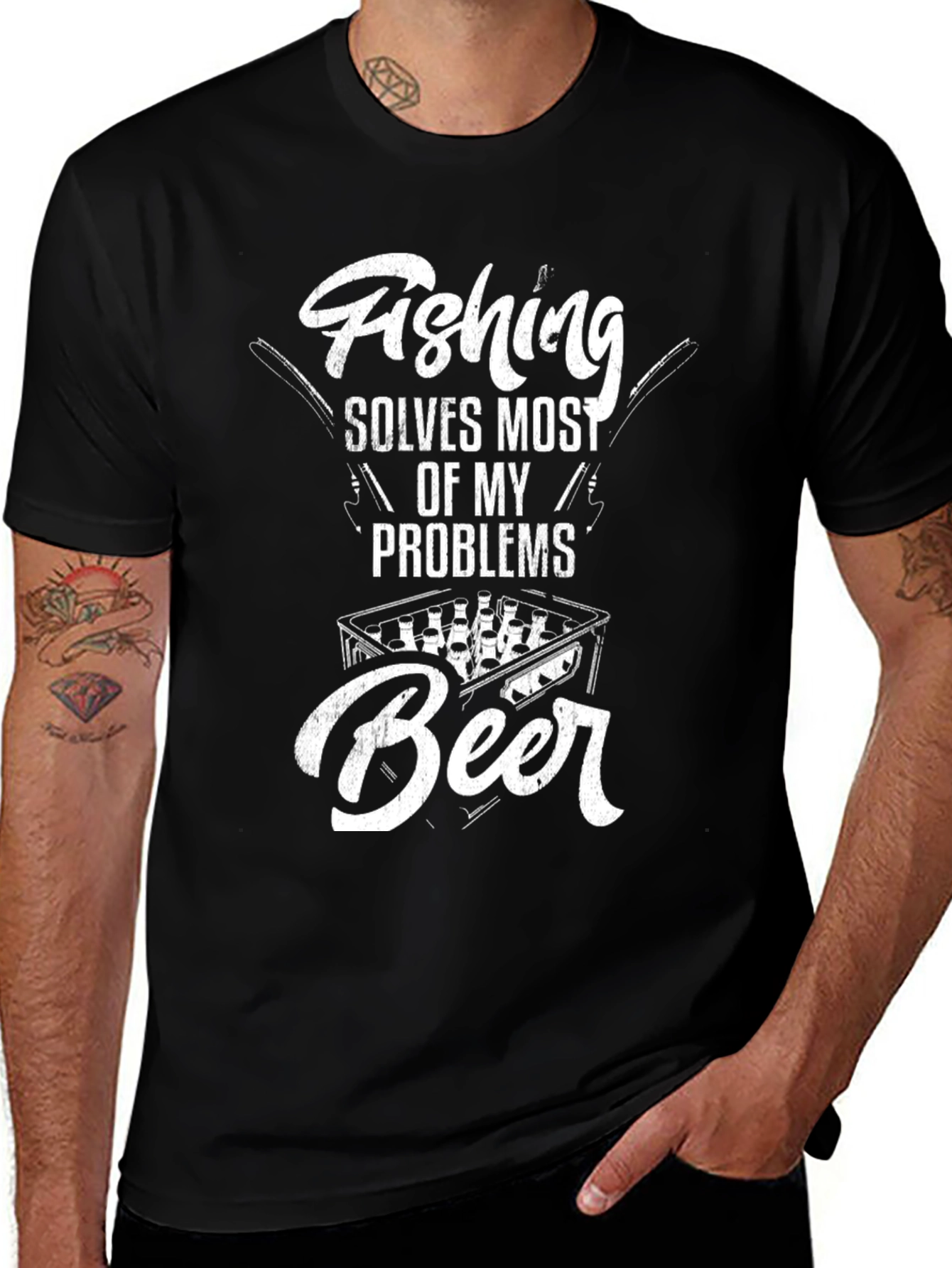 Variant 23 of Fishing Solves Most Problems T-Shirt - Beer Lover