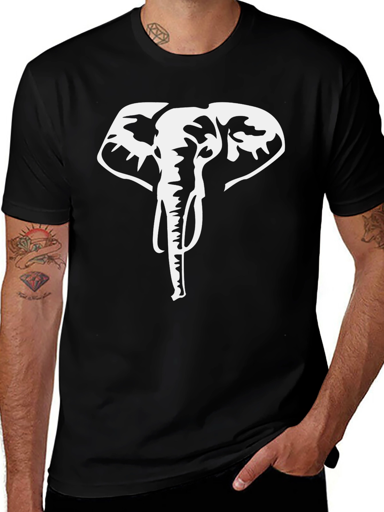 Variant 7 of Black Elephant Graphic Tee - Stylish Animal Design