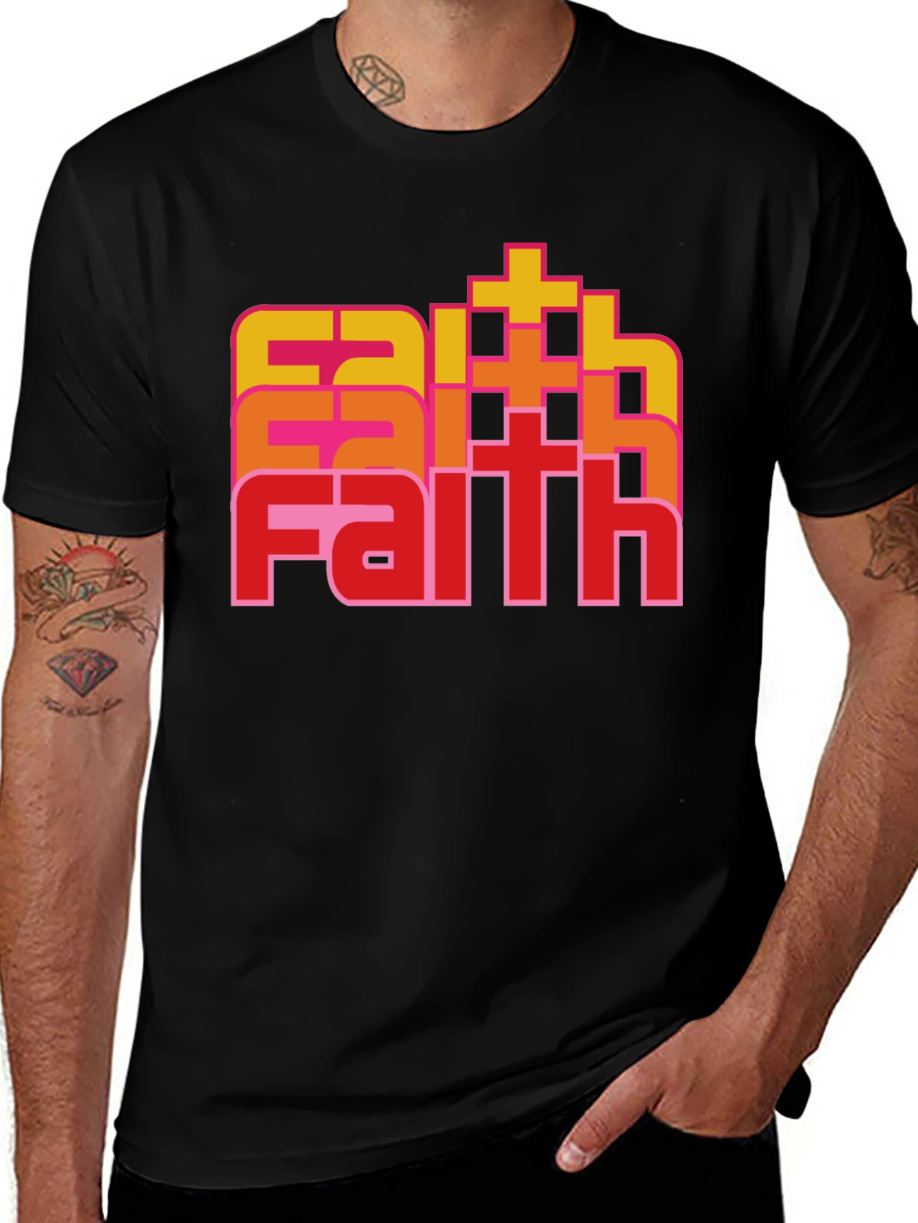 Variant 16 of Faith Retro Stacked T-Shirt