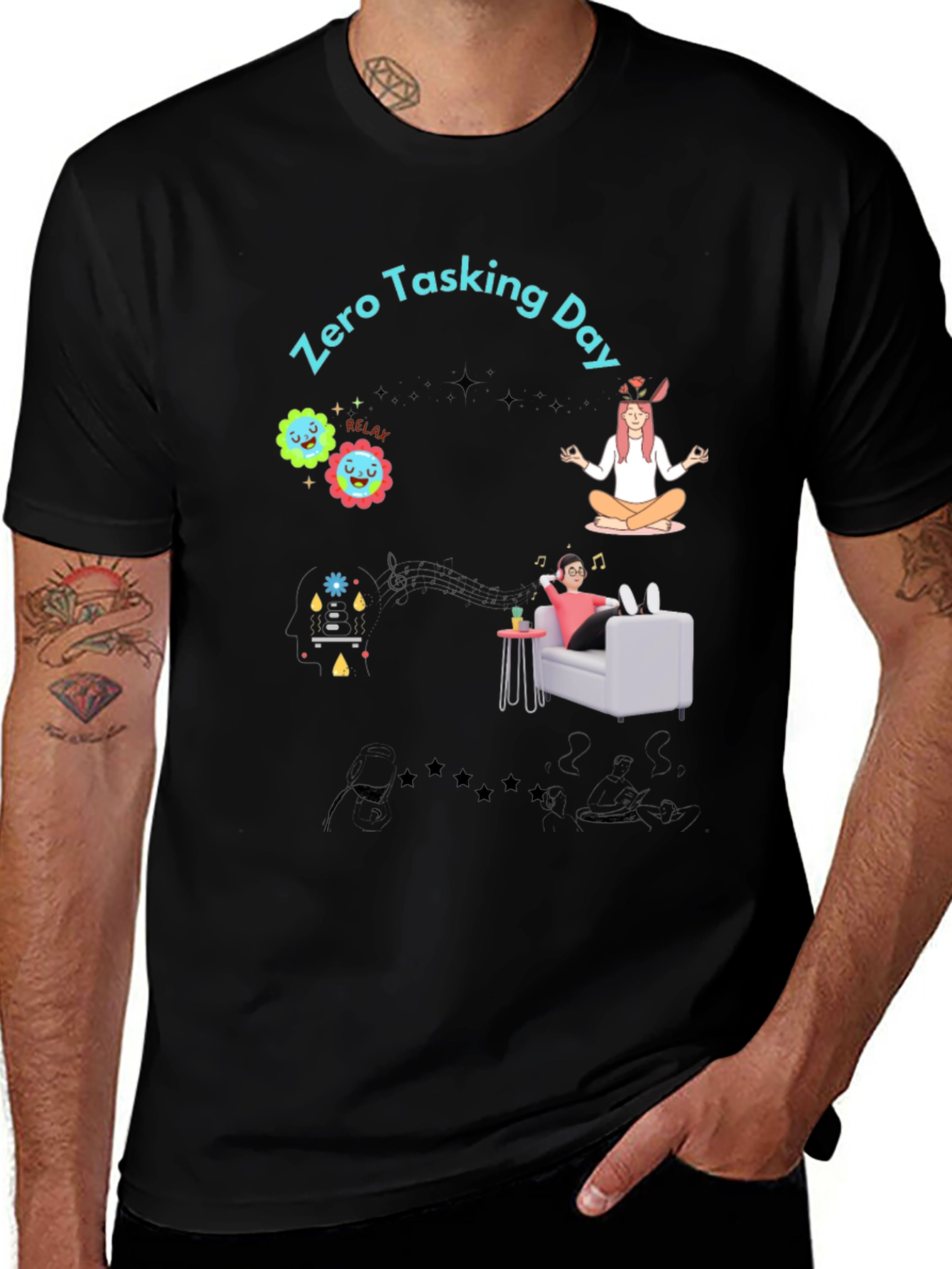 Variant 6 of Zero Tasking Day Graphic T-Shirt - Relax & Unwind