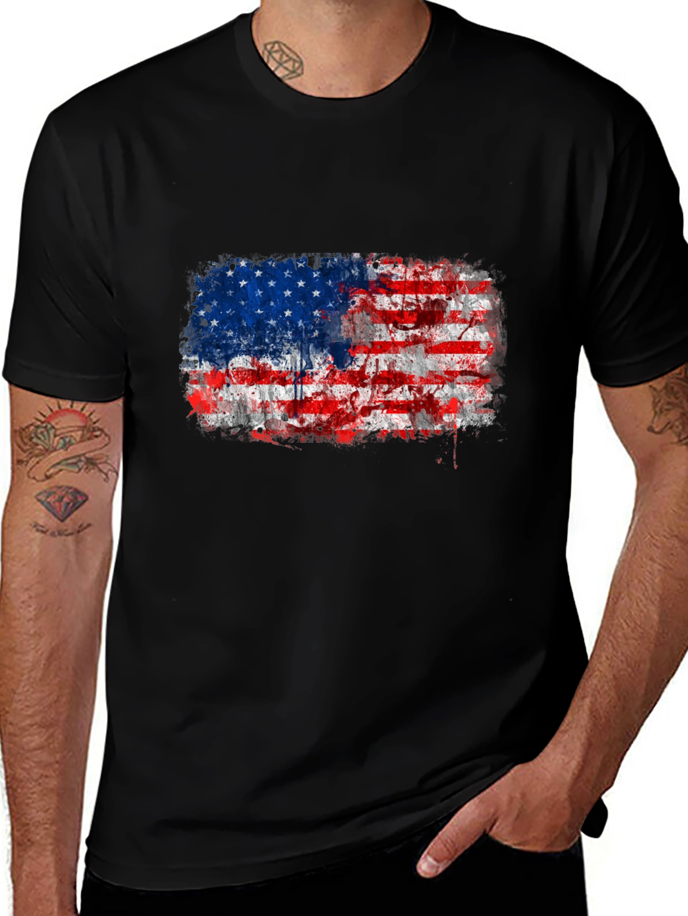 Variant 23 of American Flag Distressed Graphic Tee