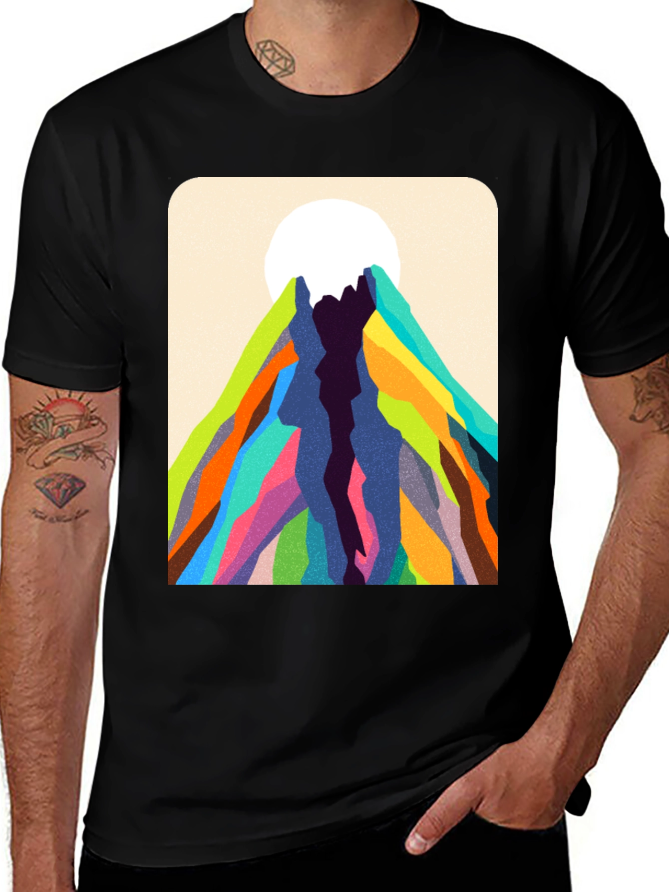Variant 20 of Rainbow Mountain Graphic T-Shirt - Unique Art Tee