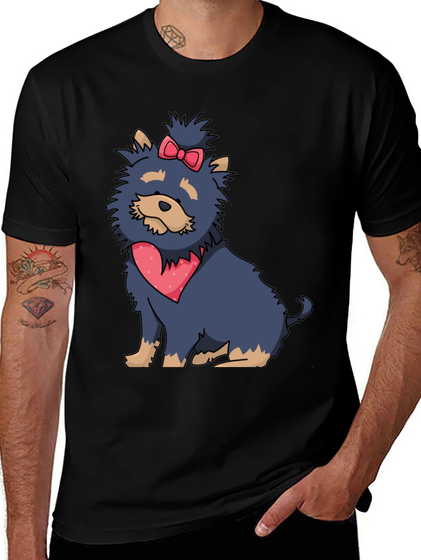 Variant 29 of Cute Dog with Bow Black Graphic T-Shirt