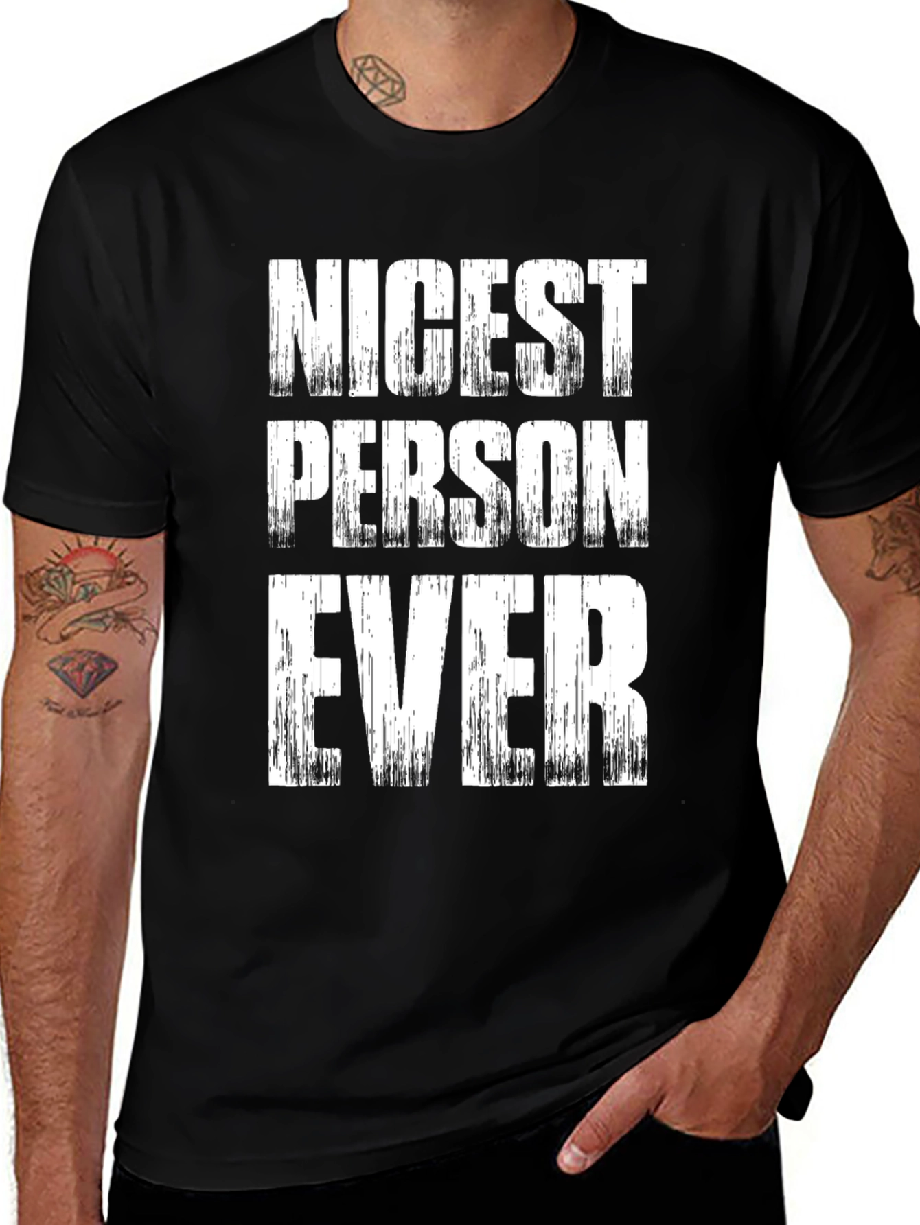 Variant 18 of Nicest Person Ever T-Shirt - Black Crew Neck Tee