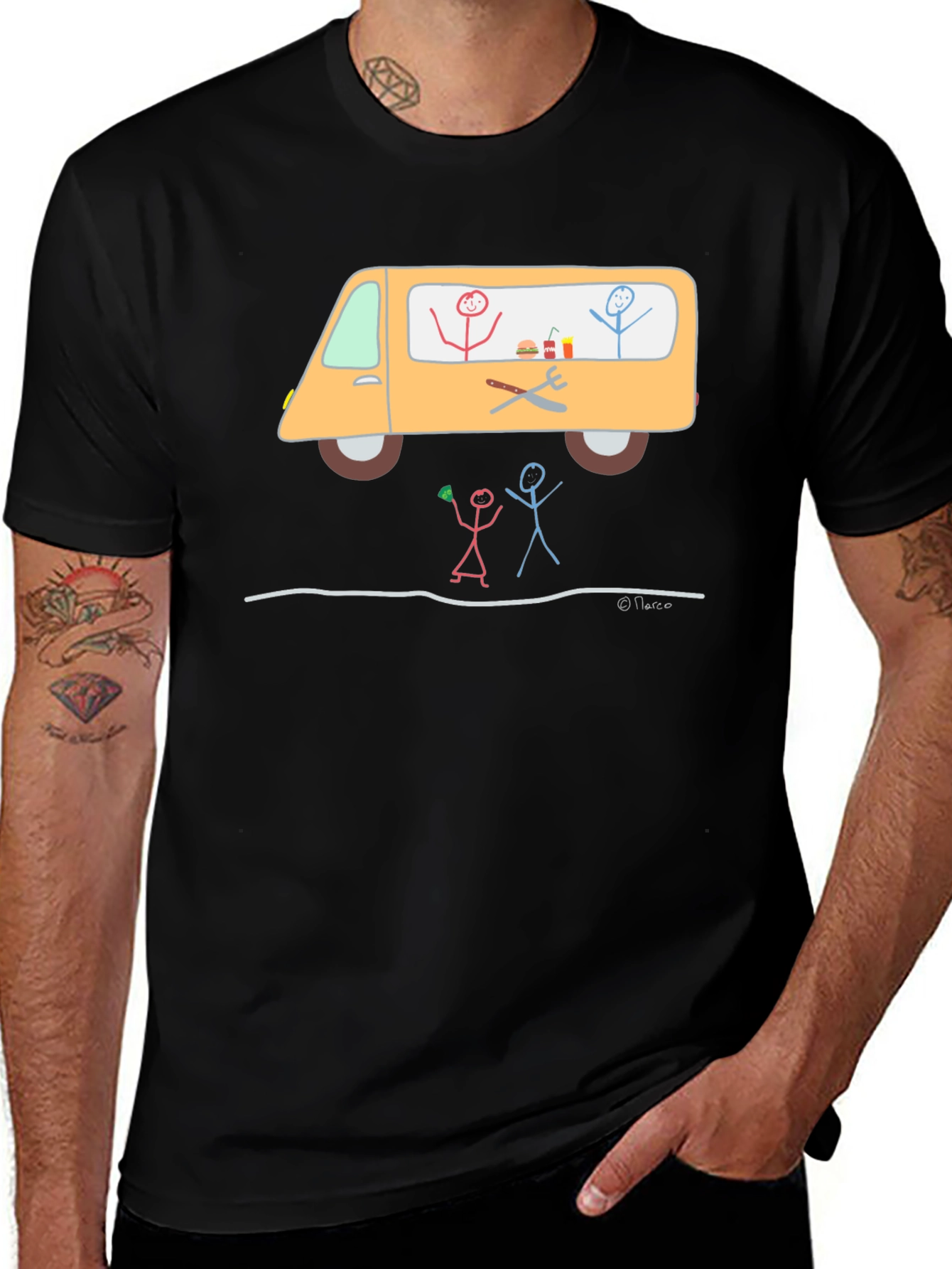 Variant 24 of Stick Figure Food Truck Graphic T-Shirt