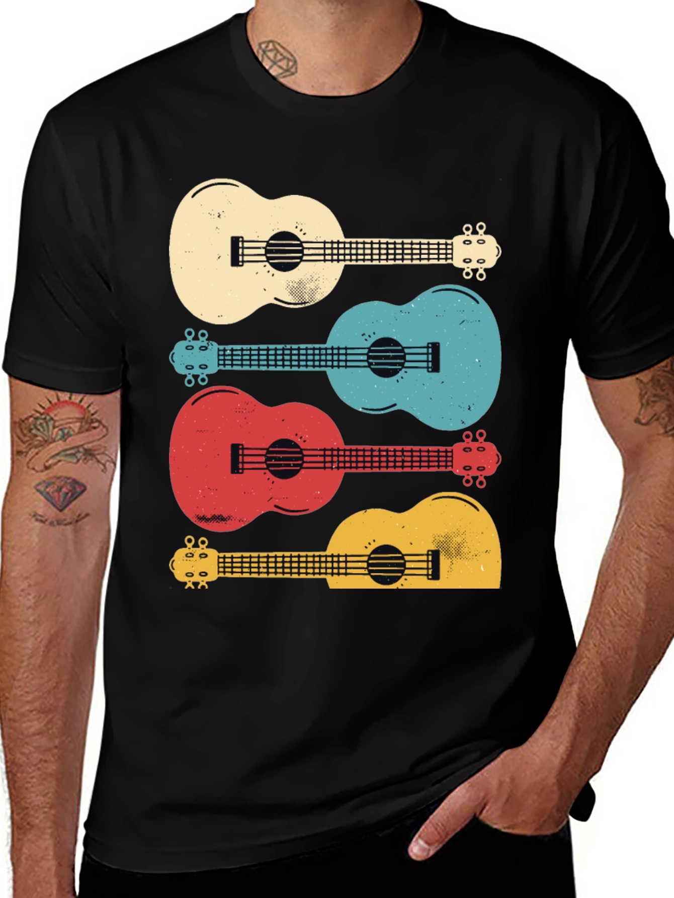 Variant 27 of Ukulele Stack Graphic T-Shirt - Retro Music Tee