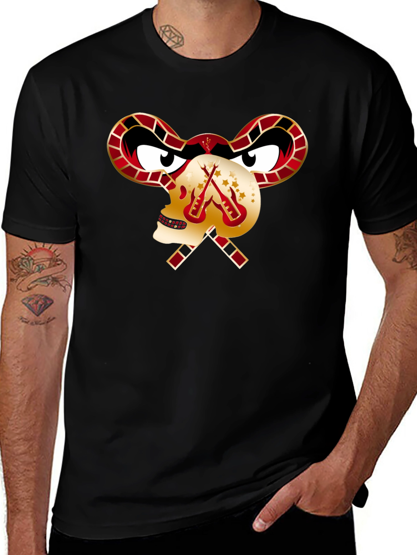 Variant 29 of Skull Guitar T-Shirt - Edgy Rocker Design