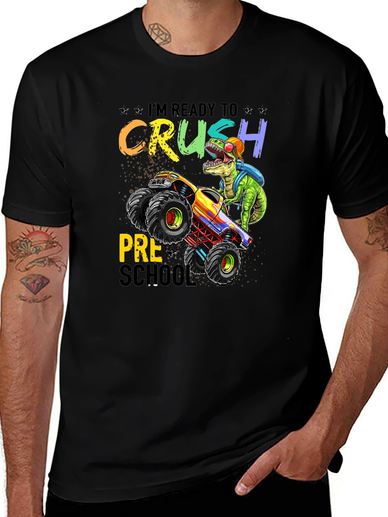 Variant 8 of Ready to Crush Preschool Monster Truck Dinosaur T-Shirt