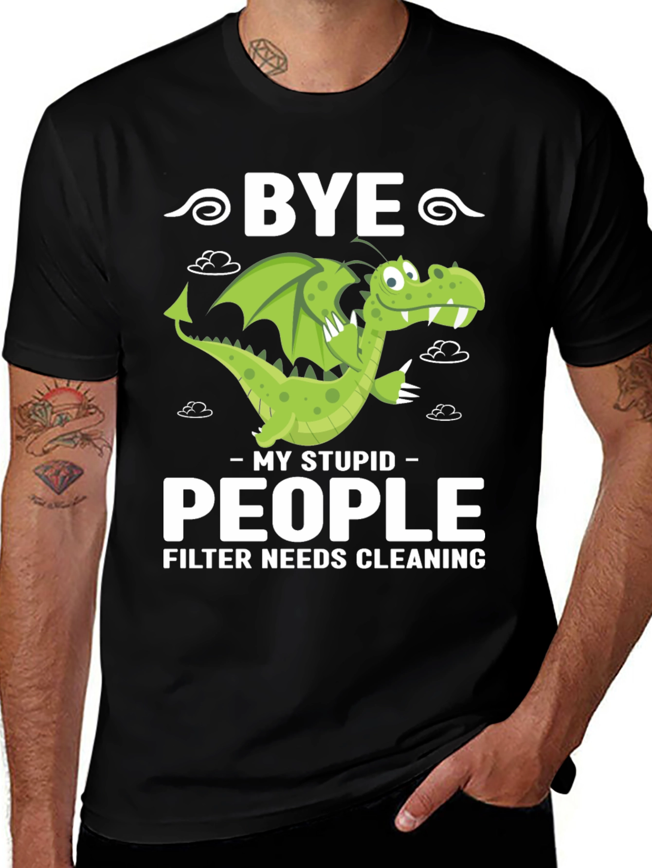 Variant 22 of Bye Stupid People Dragon Graphic T-Shirt