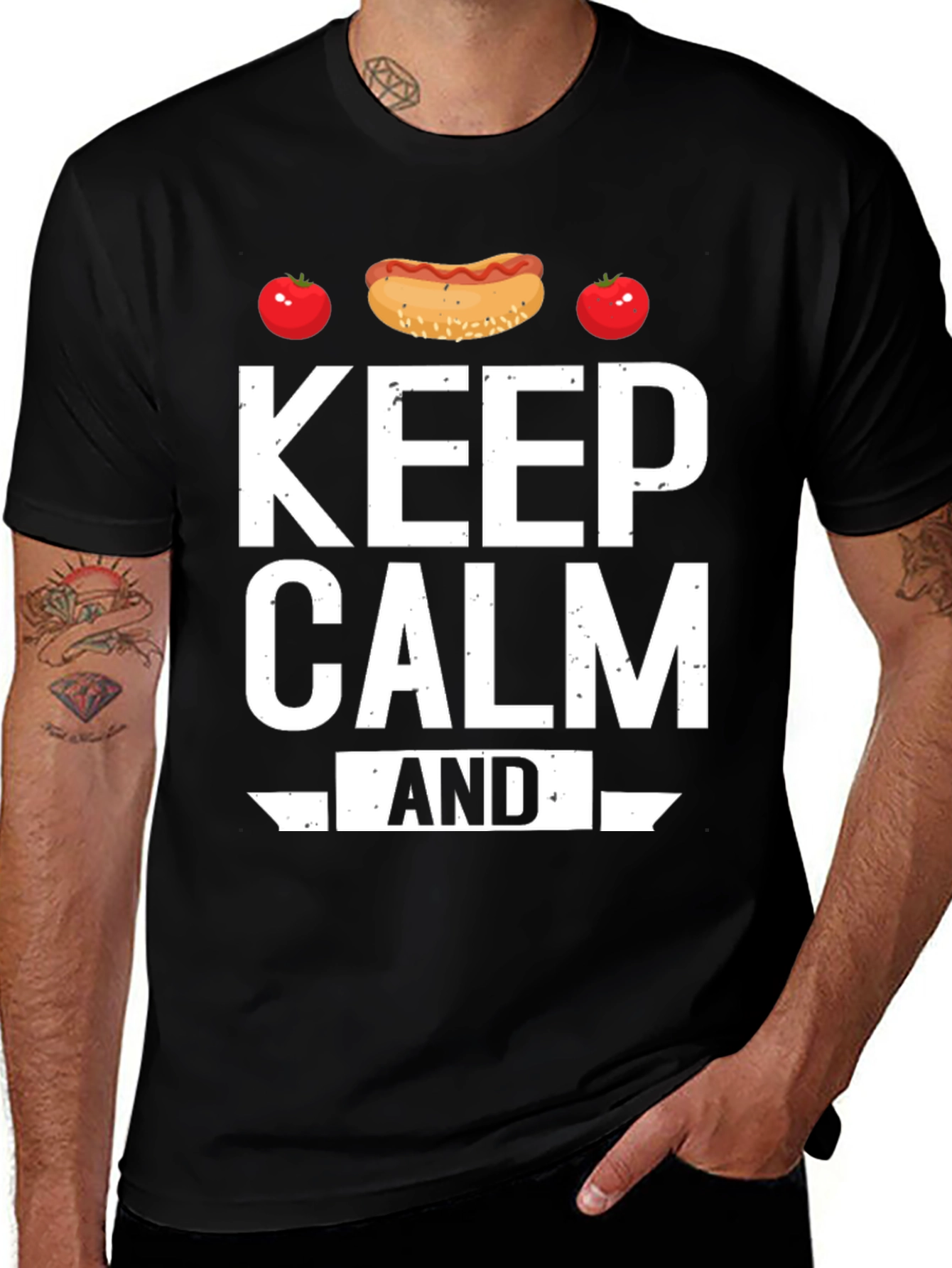 Variant 6 of Keep Calm Hotdog T-Shirt - Foodie Tee