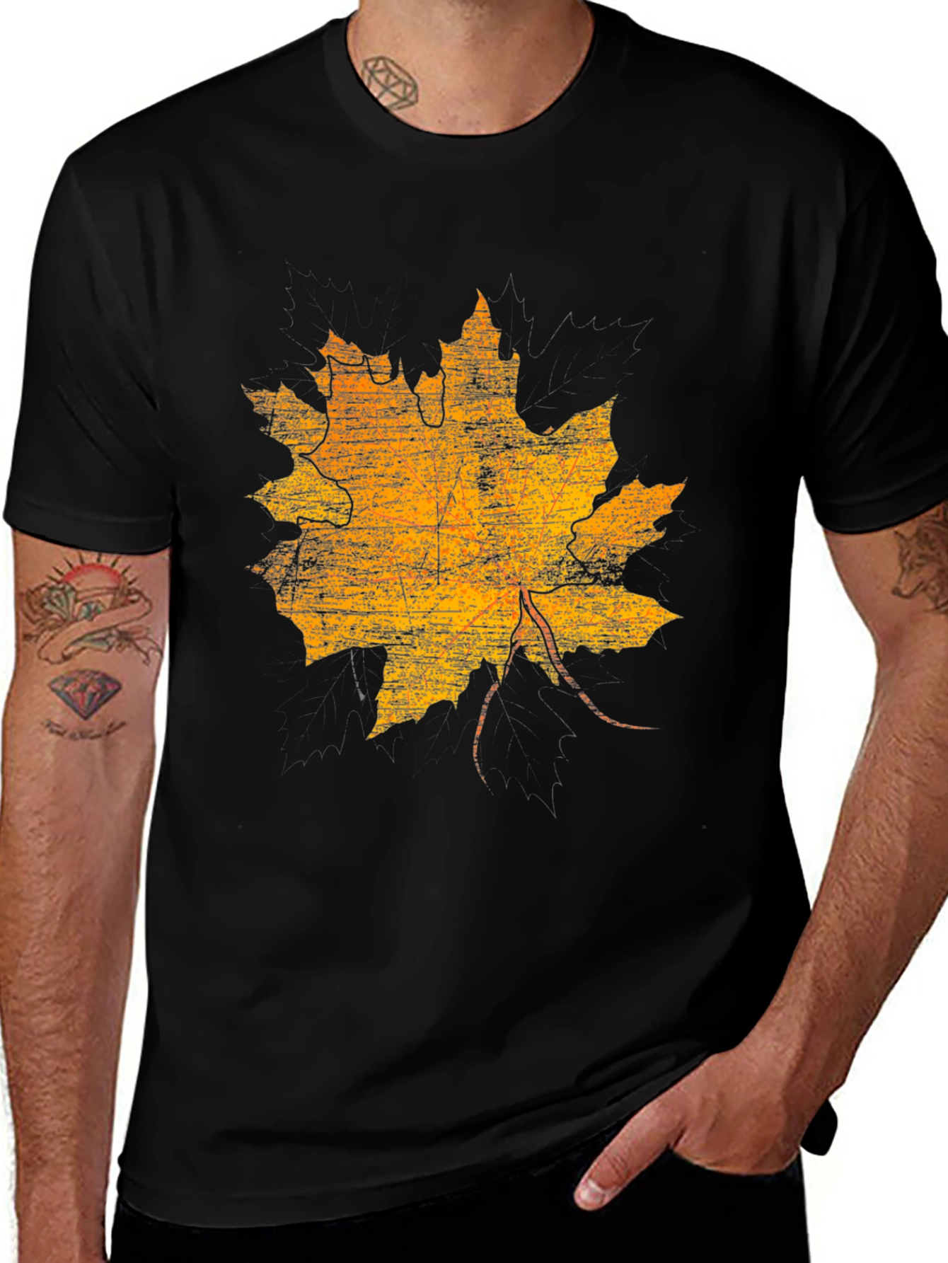 Variant 4 of Vintage Maple Leaf Graphic Tee - Black