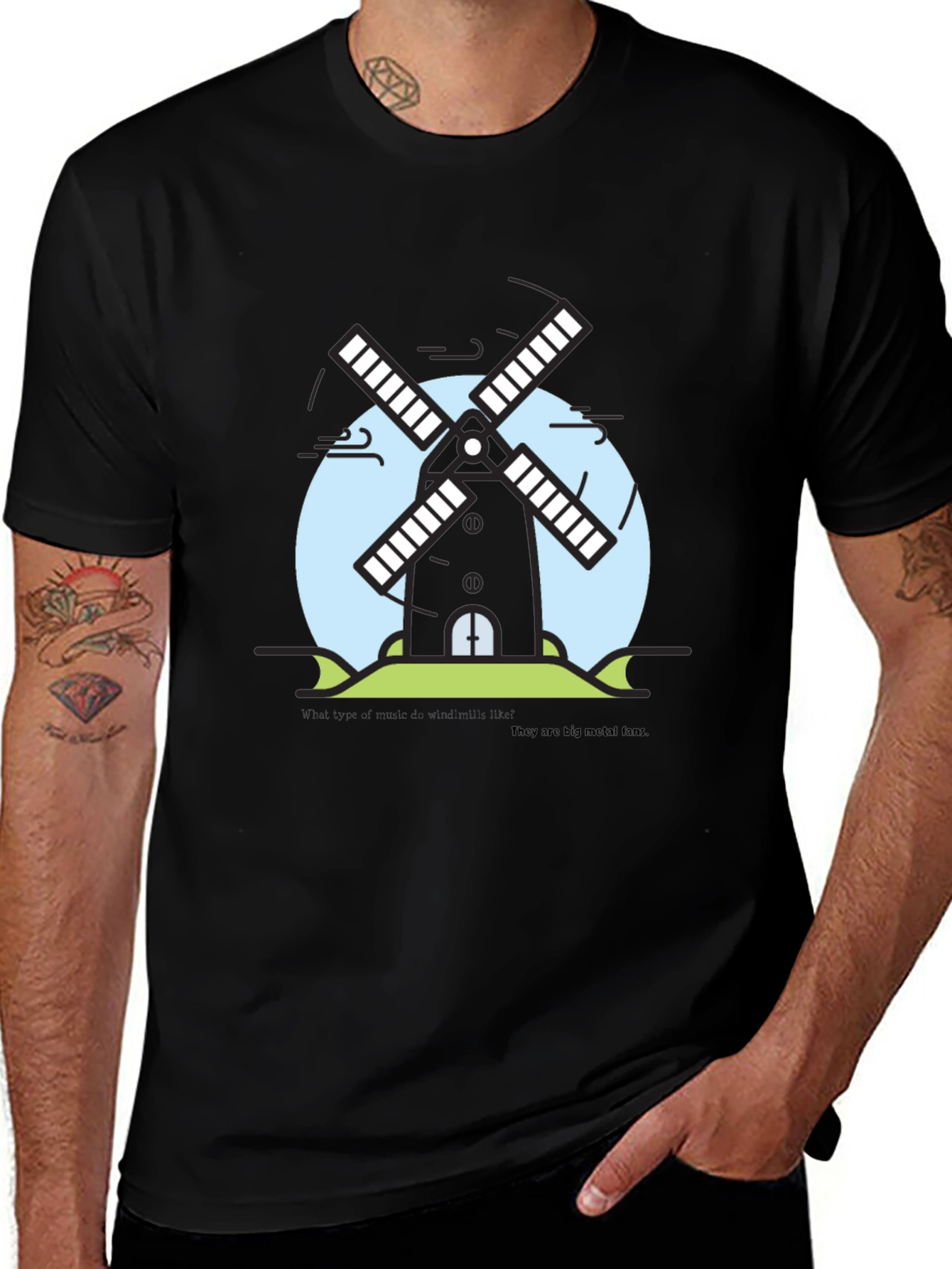 Variant 11 of Windmill Graphic Tee - Black