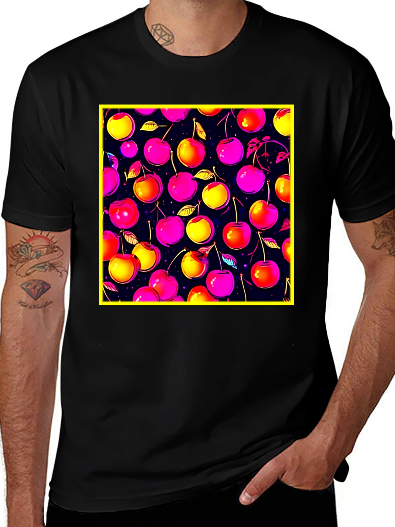 Variant 14 of Cherry Bomb T-Shirt - Bold Fruit Pattern