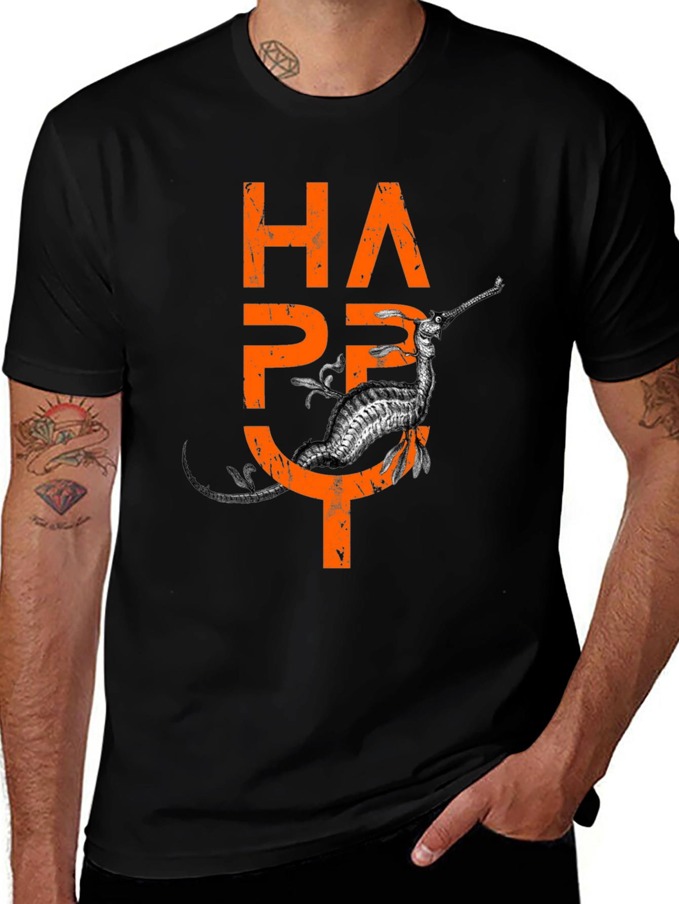 Variant 22 of Happy Sea Dragon Graphic Tee - Black