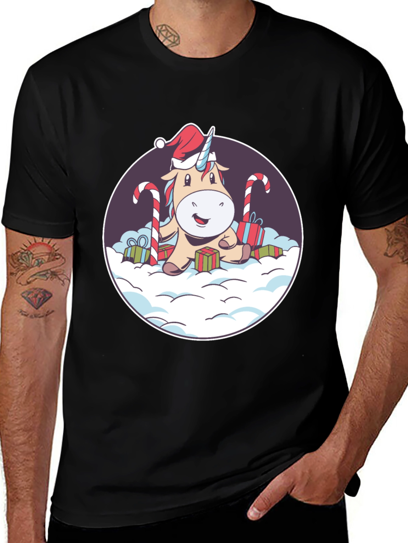 Festive Unicorn Graphic Tee - Holiday Cheer